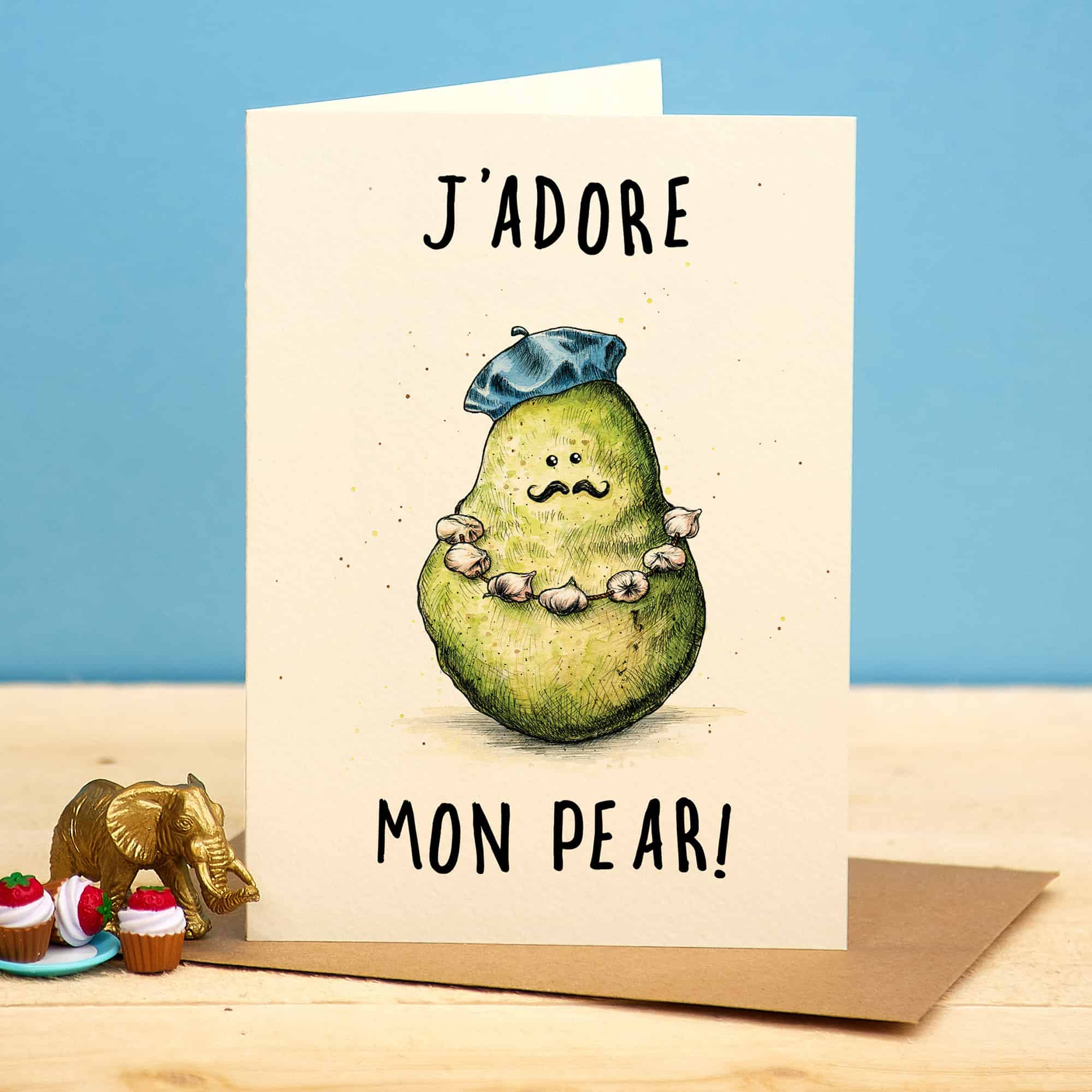 J'adore Mon Pear Card by Bewilderbeest