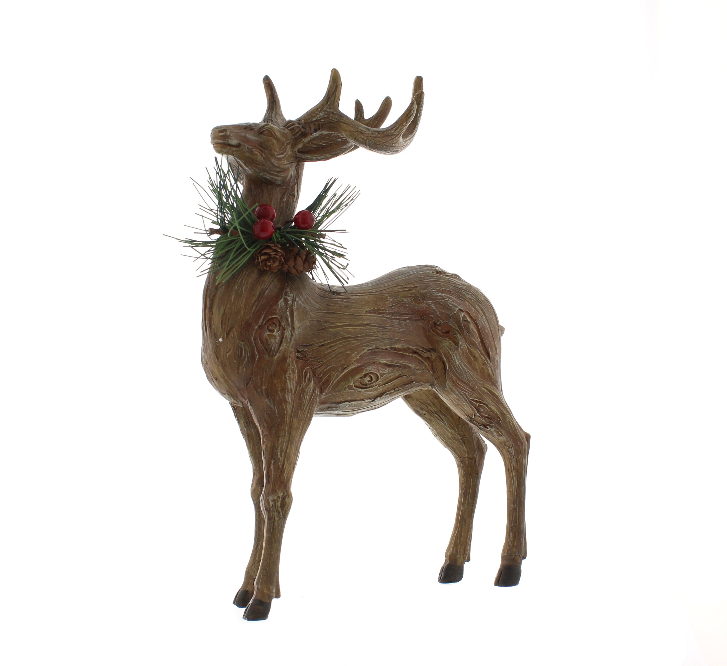 Festive Poly Resin Standing Deer - 28cm