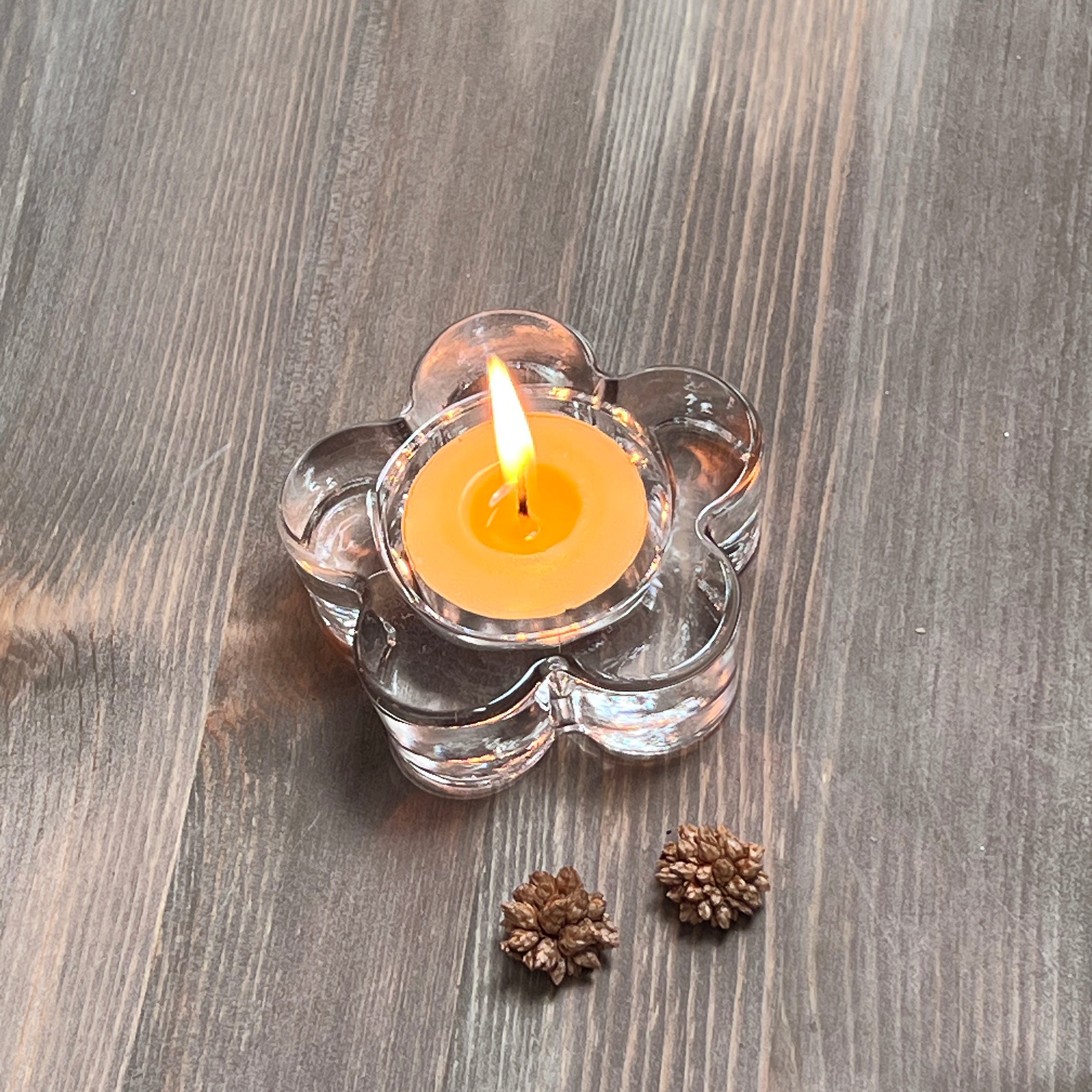 Set of 4 Clear Glass Tealight Holders, Various Shapes, Suitable for 4cm Diameter Tealights Candles