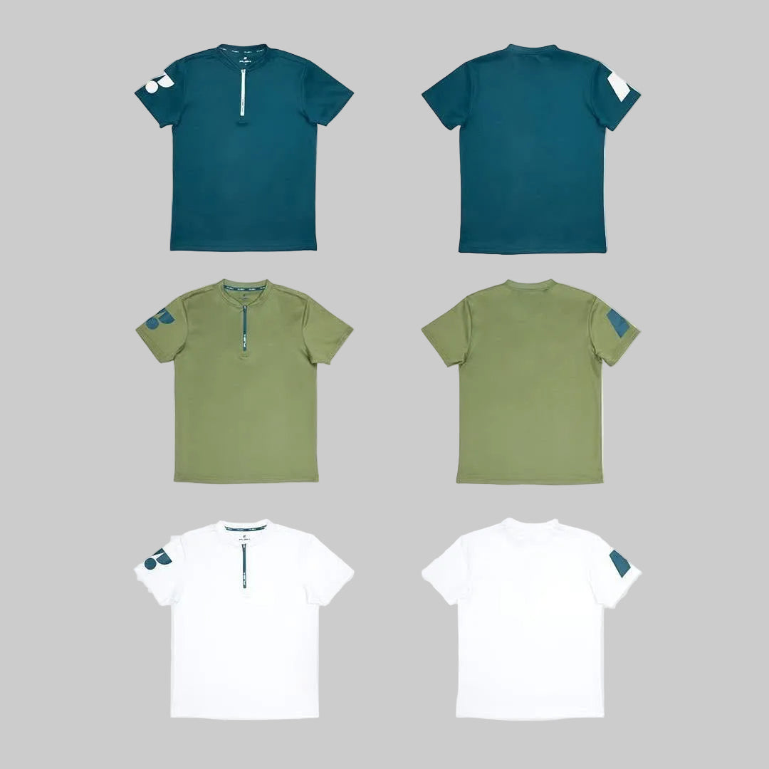 Men's Short Sleeve Low-Collar Zip Up Sport Shirt FP1