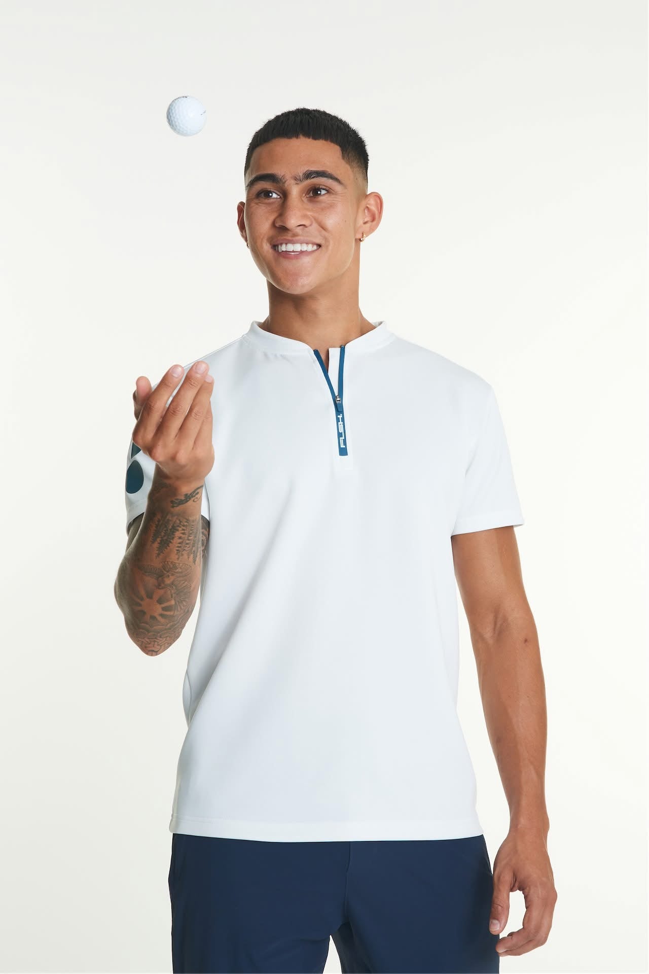 Men's Short Sleeve Low-Collar Zip Up Sport Shirt FP1