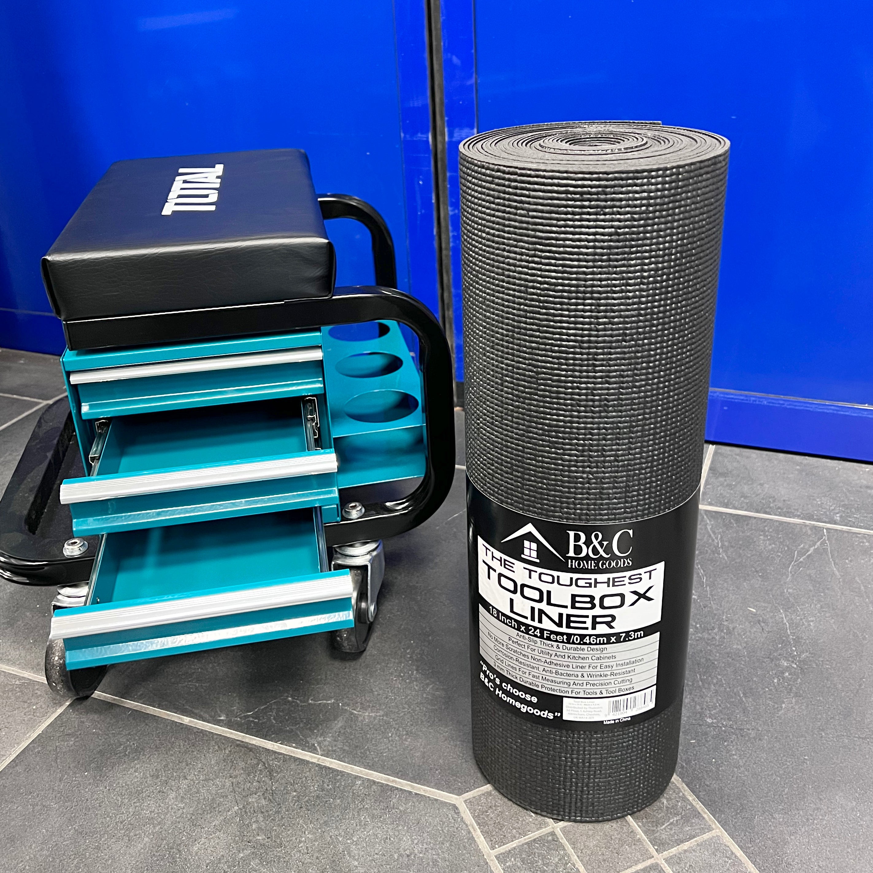 B&C Home Goods Toolbox Liner 18" x 24' - Black Roll