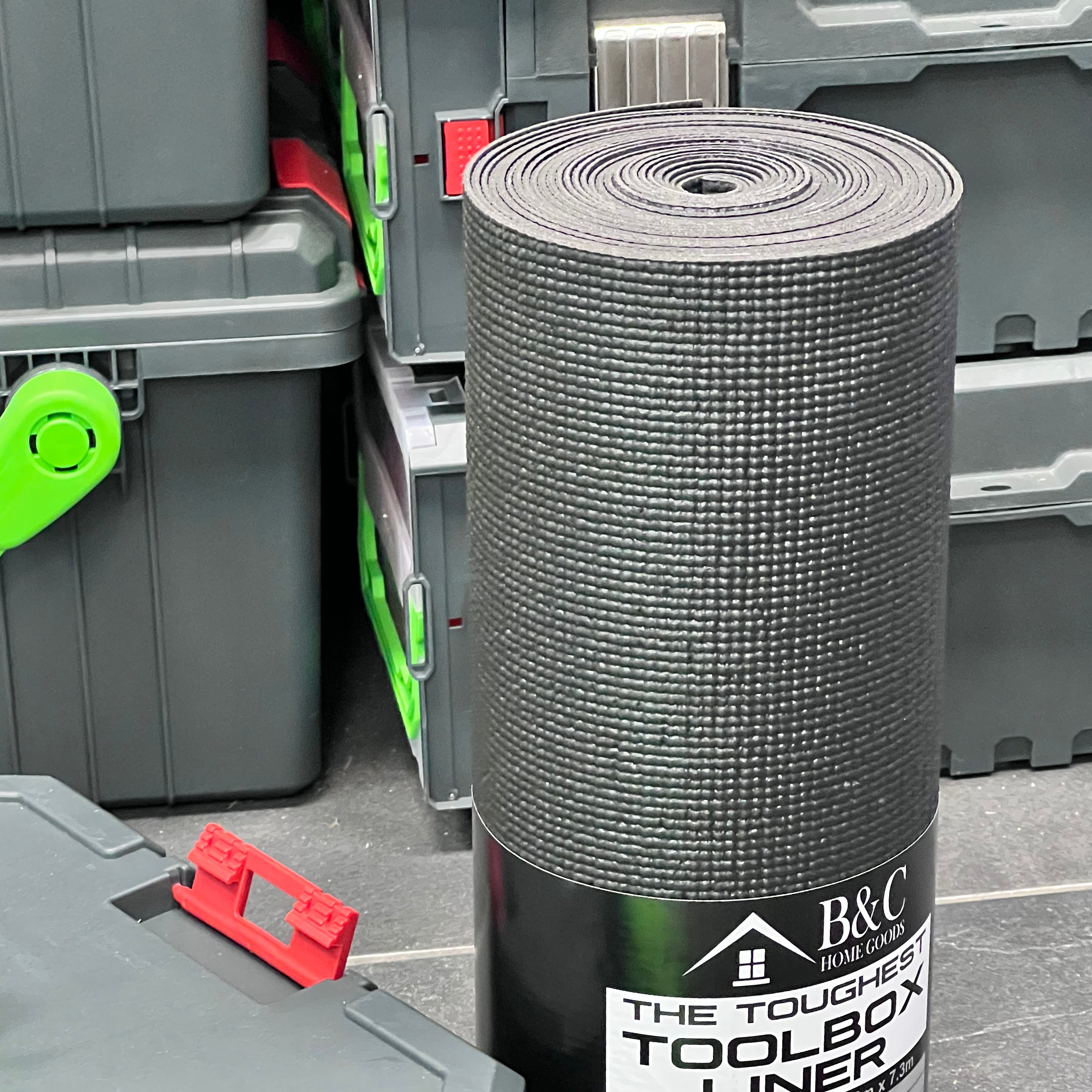 B&C Home Goods Toolbox Liner 18" x 24' - Black Roll