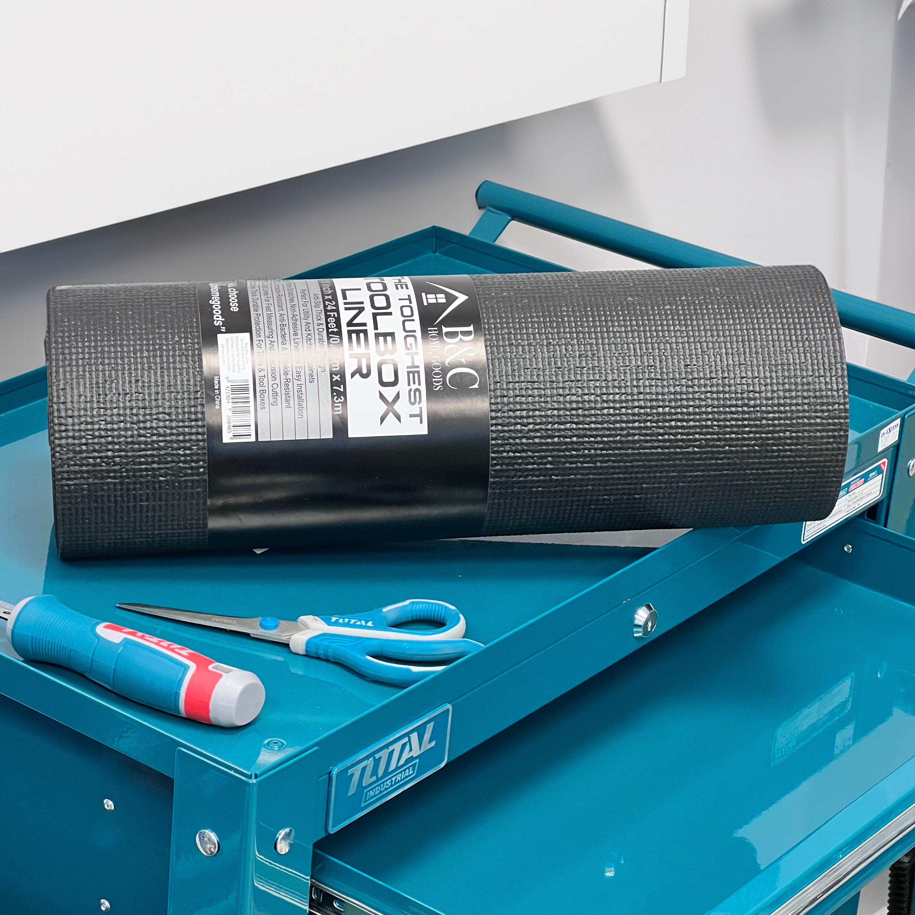 B&C Home Goods Toolbox Liner 18" x 24' - Black Roll