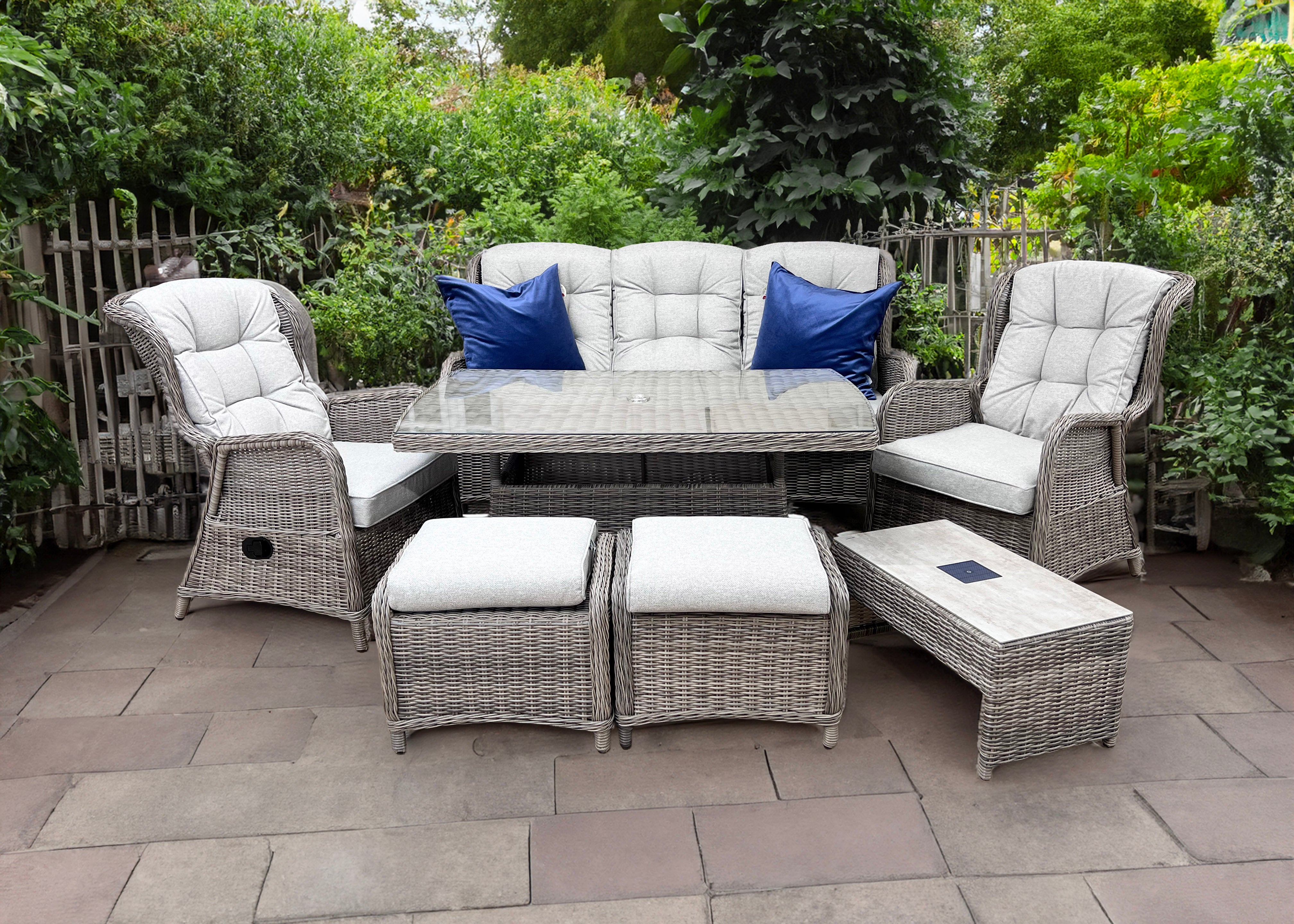 Turnberry Wingback 6 piece Dining set with Reclining Armchairs and Table