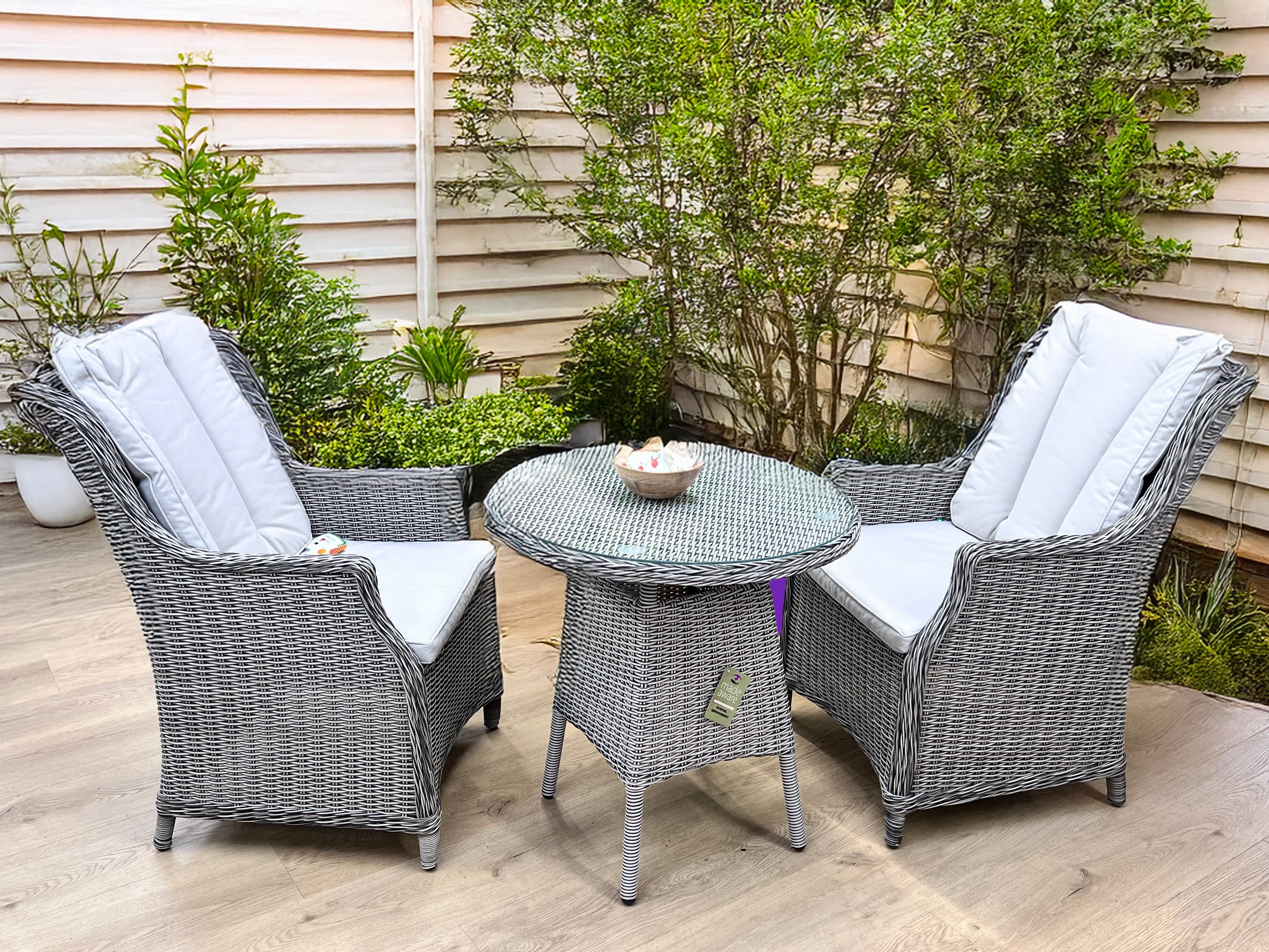 Olivia Liquorice Bistro Set with 2 Wingback Chairs
