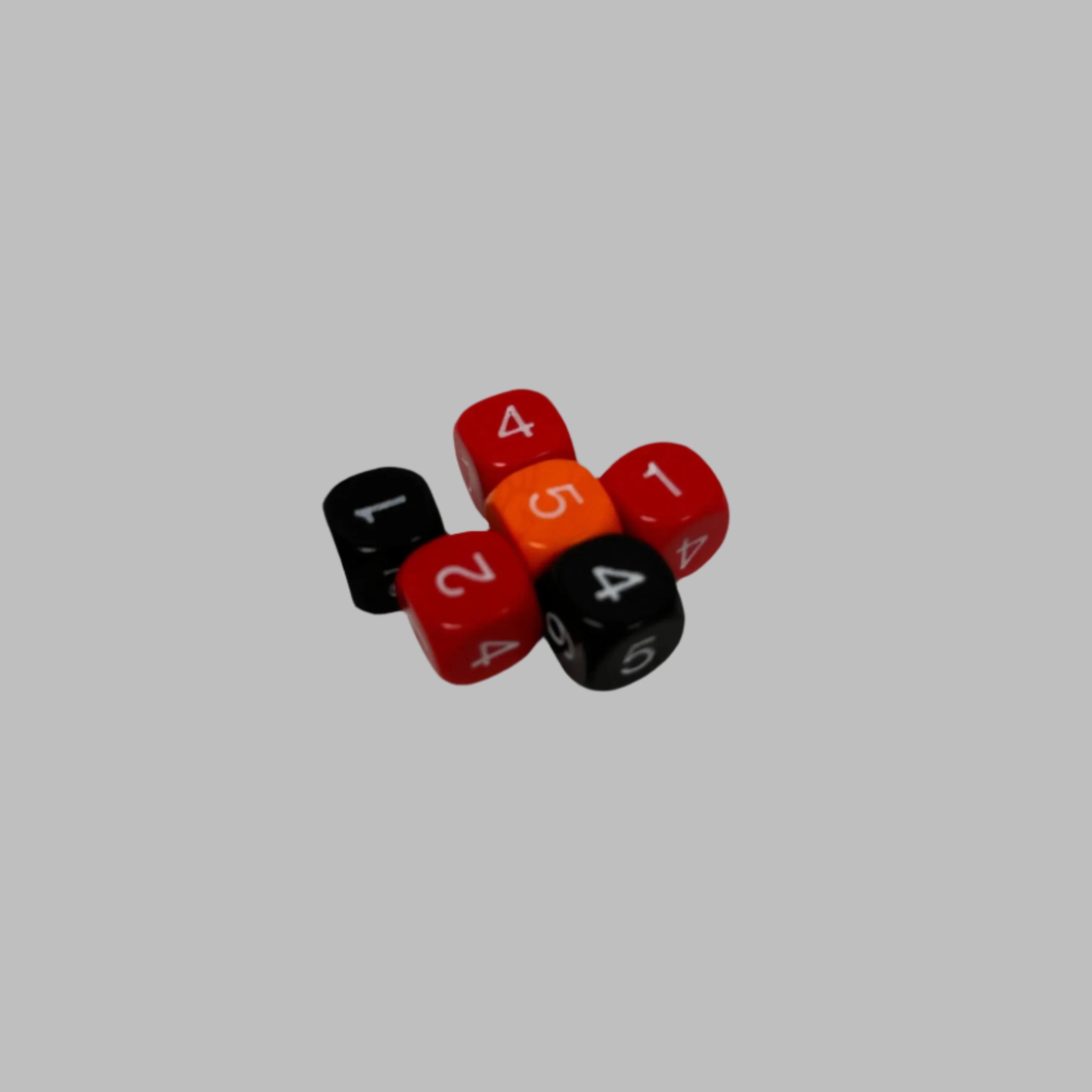 Multi-Coloured Numbered Dice - 6pcs