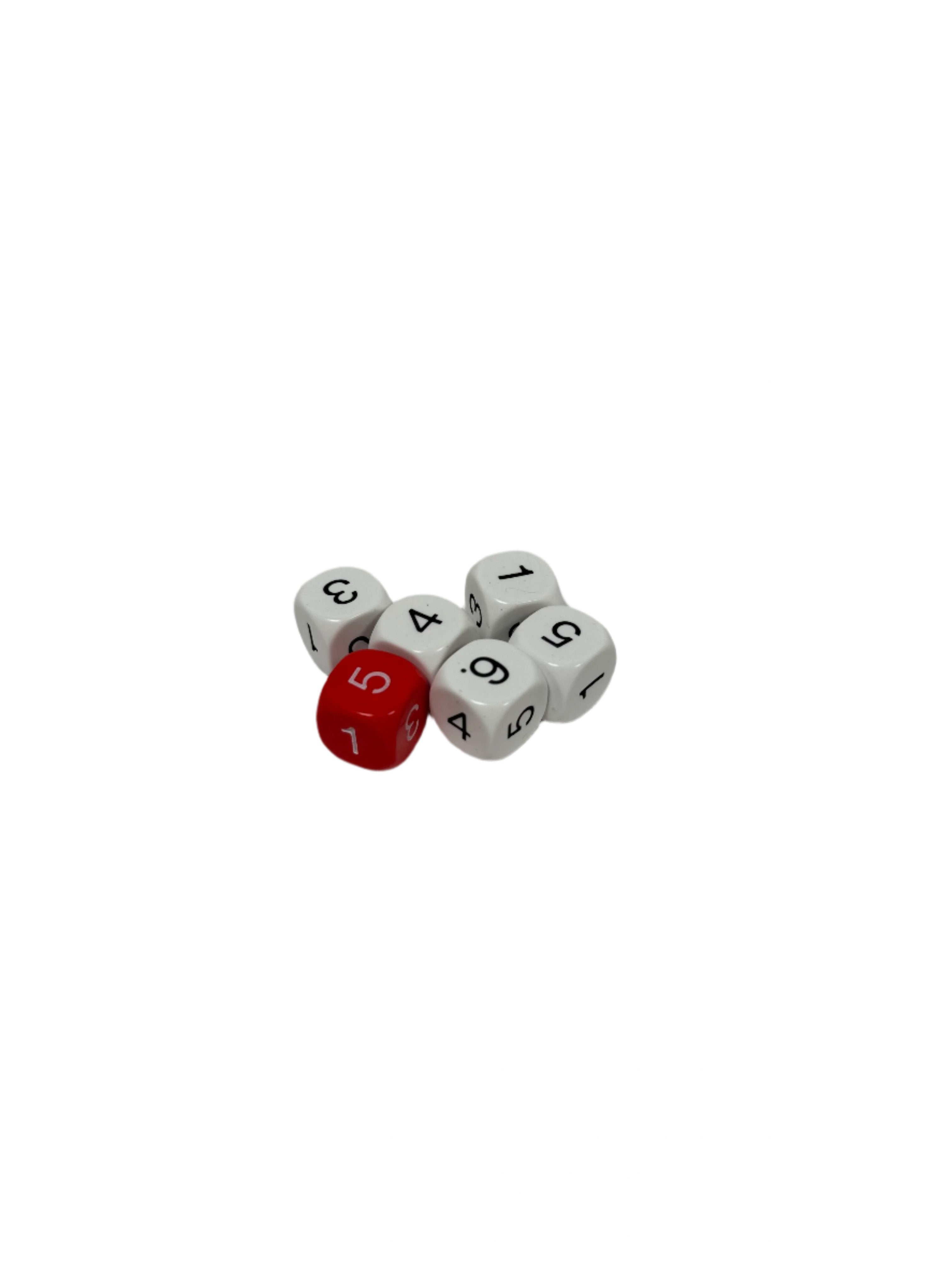 Multi-Coloured Numbered Dice - 6pcs