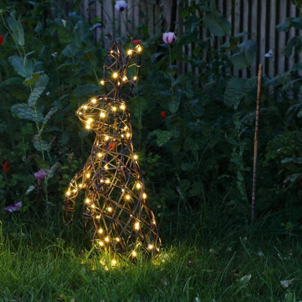 Noma Grey Rattan Jumping Rabbit Light - 58cm x 28cm