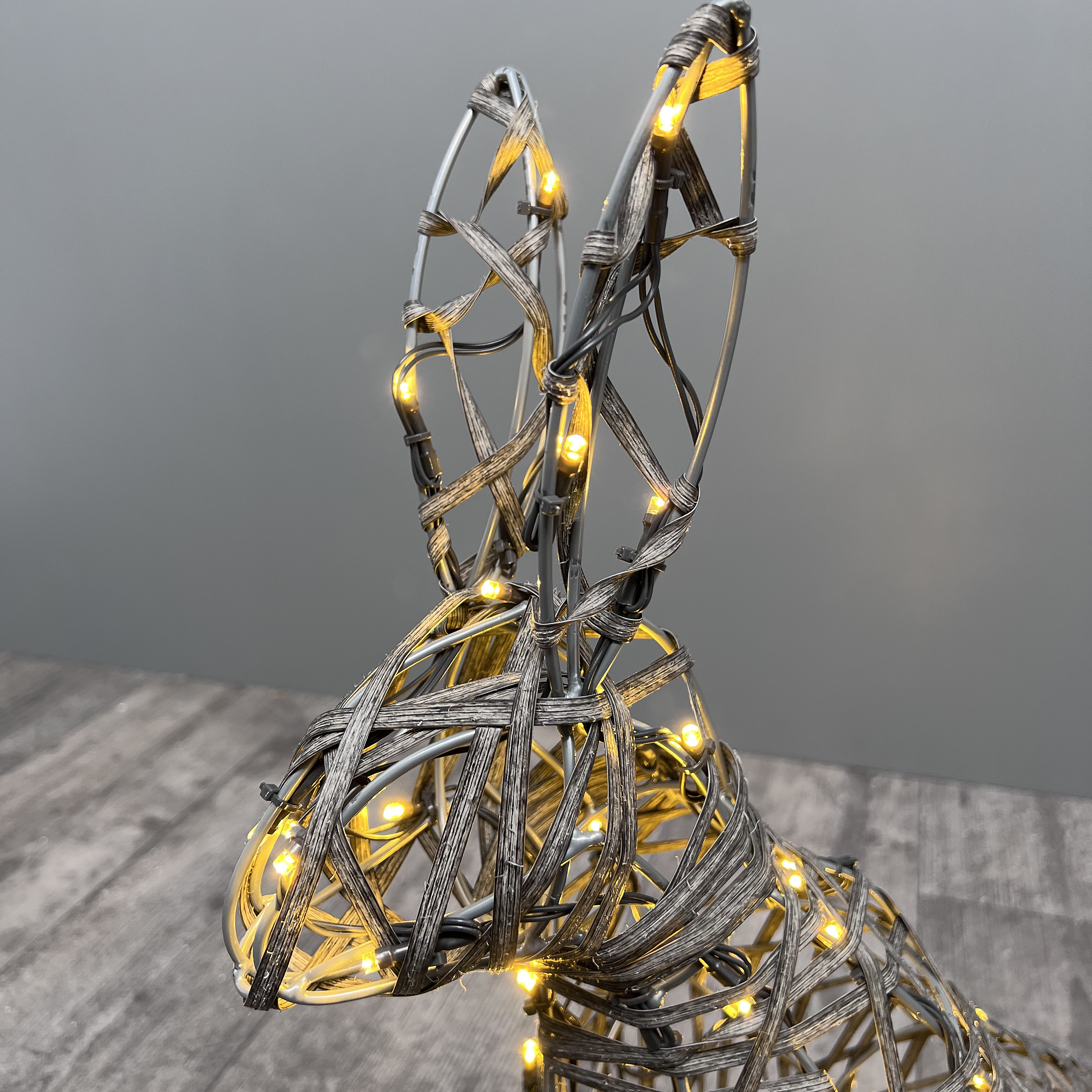 Noma Grey Rattan Sitting Rabbit Light - 50cm x 40cm