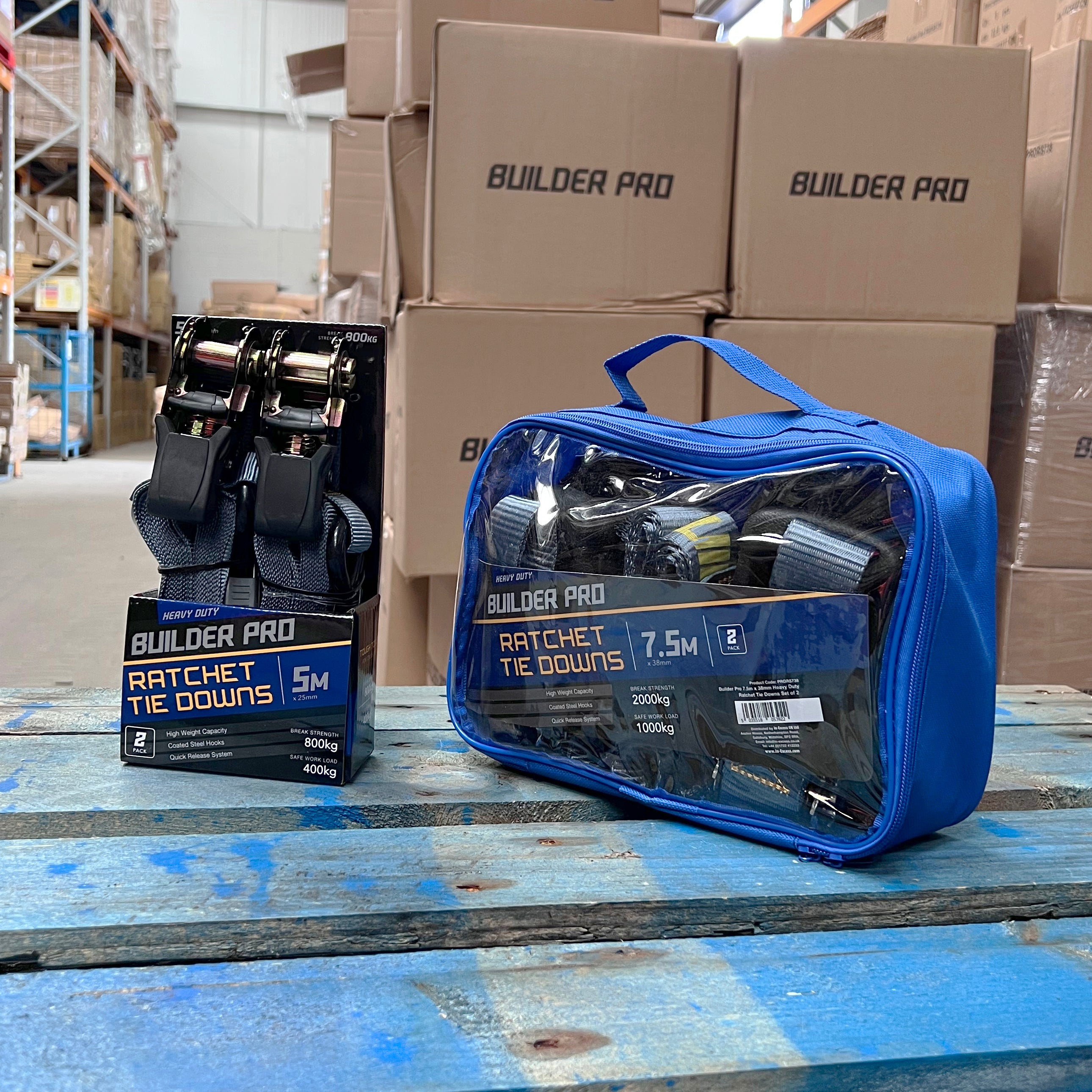 Builder Pro Ratchet Tie Downs - 2pcs - 5m x 25mm