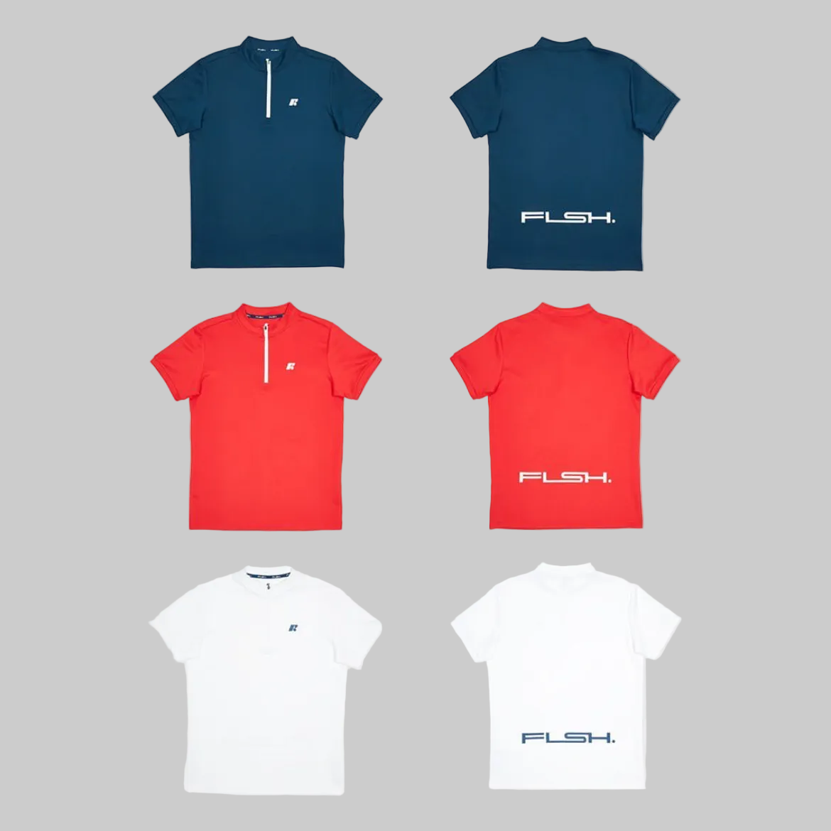 Men's Short Sleeve Mid-Collar Zip Up Sport Shirt FP3