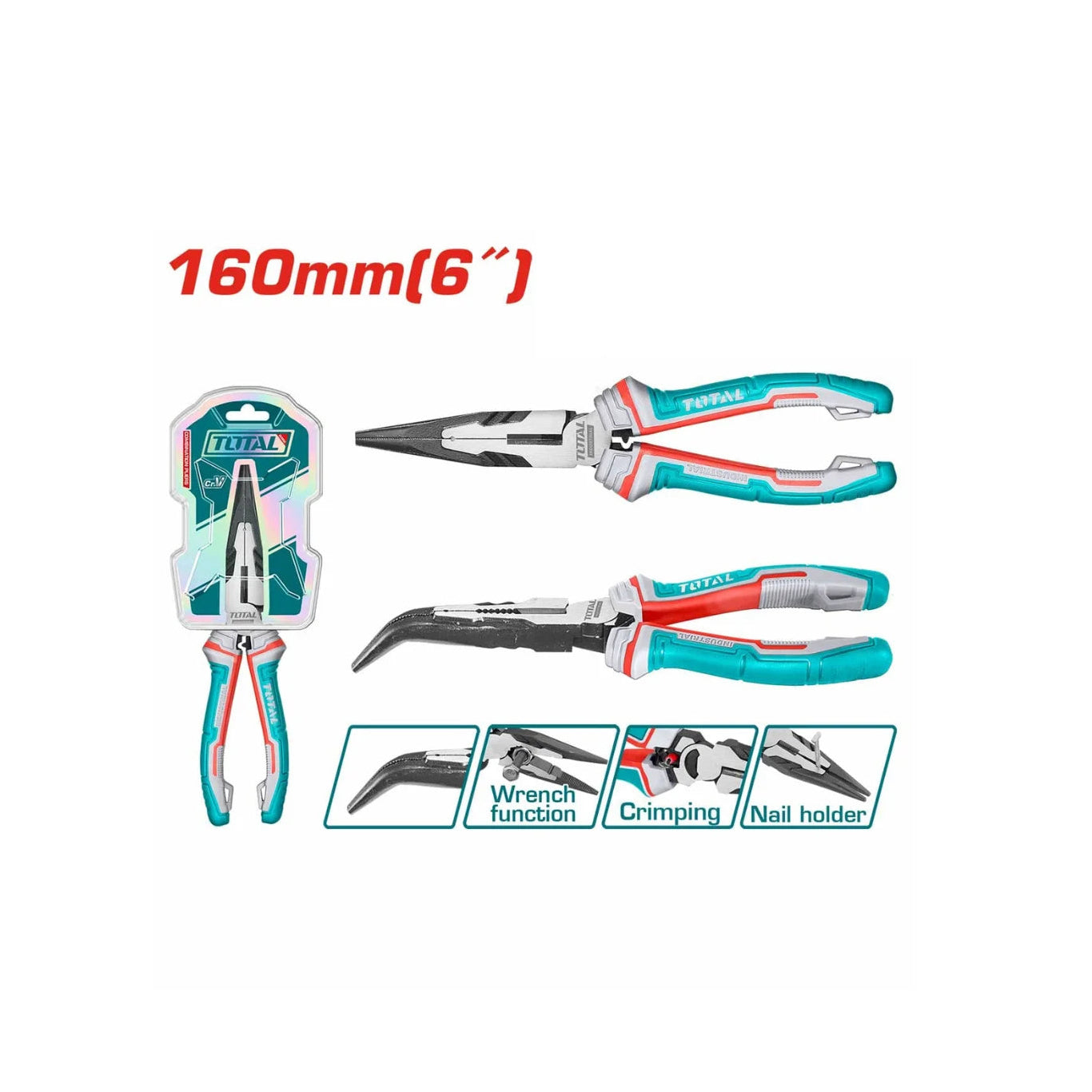 Total High Leverage Bent Nose Pliers - 160mm - THT24616S