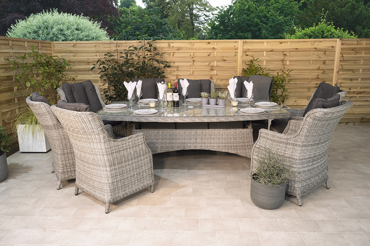 Olivia Liquorice Dining Set with 8 Wingback Chairs