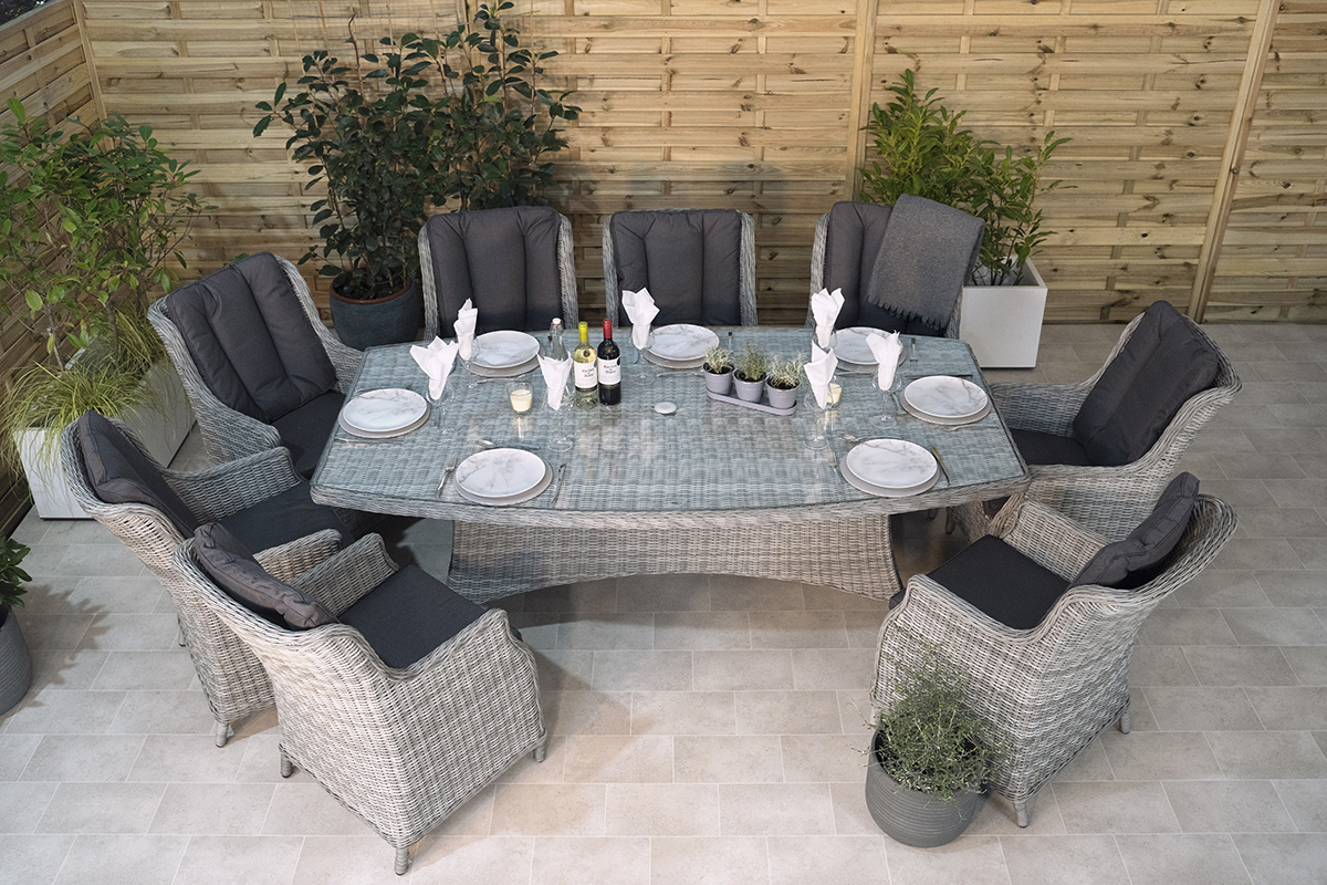 Olivia Liquorice Dining Set with 8 Wingback Chairs