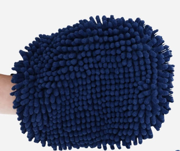 Pet Living 2 In 1 Grooming & Drying Mitt - Grey / Blue