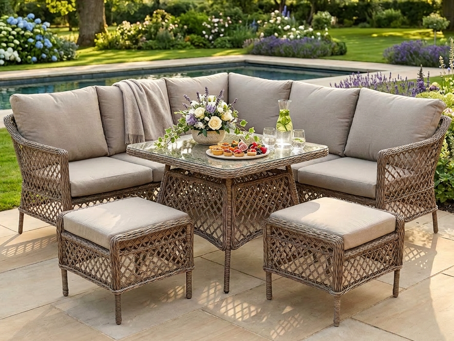 Rose Compact Corner Set with 2 Stools & Dining Table
