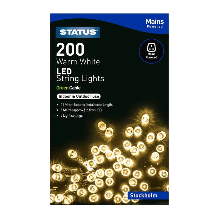 Status 200 Indoor / Outdoor LED String Lights - mains powered