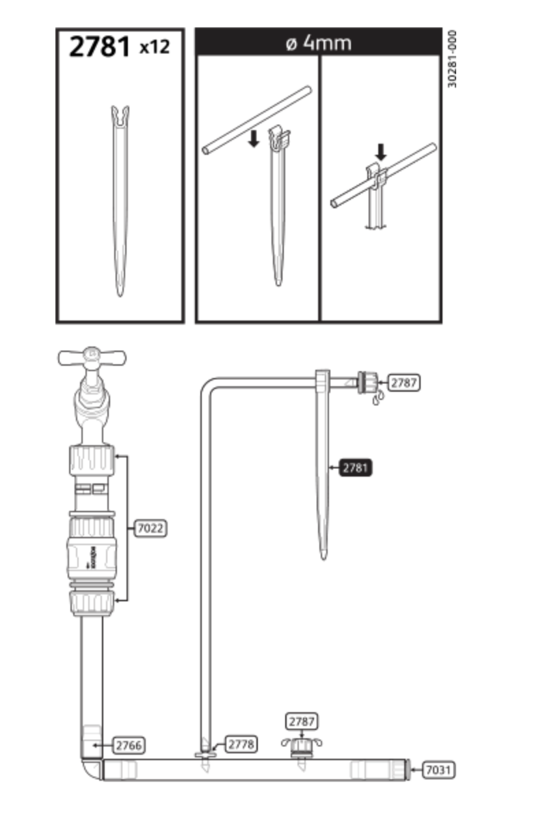 Hozelock 2781 Peg/Stakes 4mm - Pack of 10