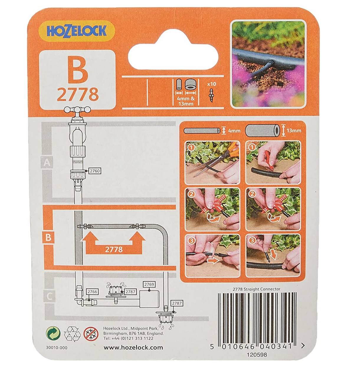 Hozelock 2777 T Piece Connectors 4mm - Pack of 10