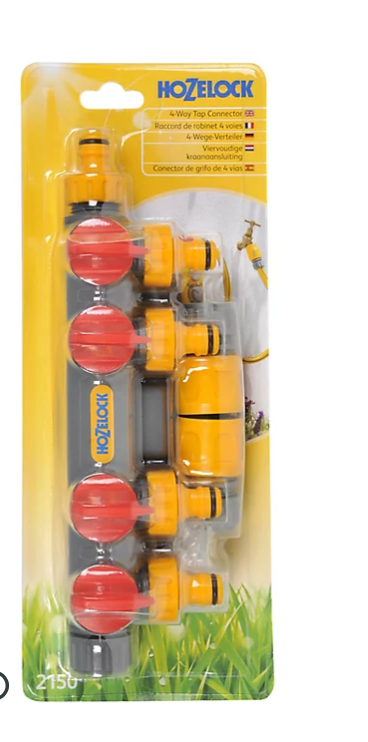 Hozelock 2150 Flowmax 4-Way Tap Connector with Fittings