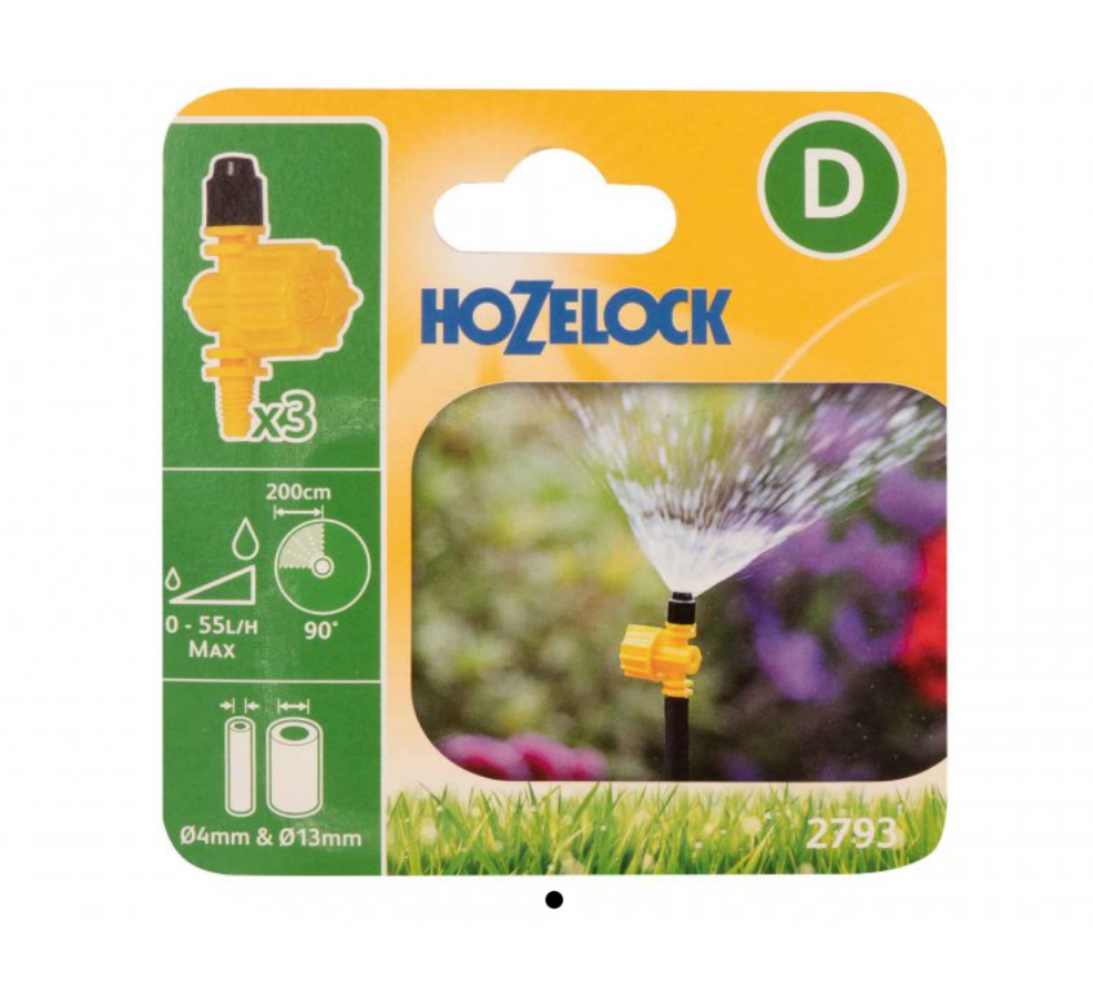 Hozelock 2793 Adjustable Microjet 90° 4mm & 13mm - Pack of 3