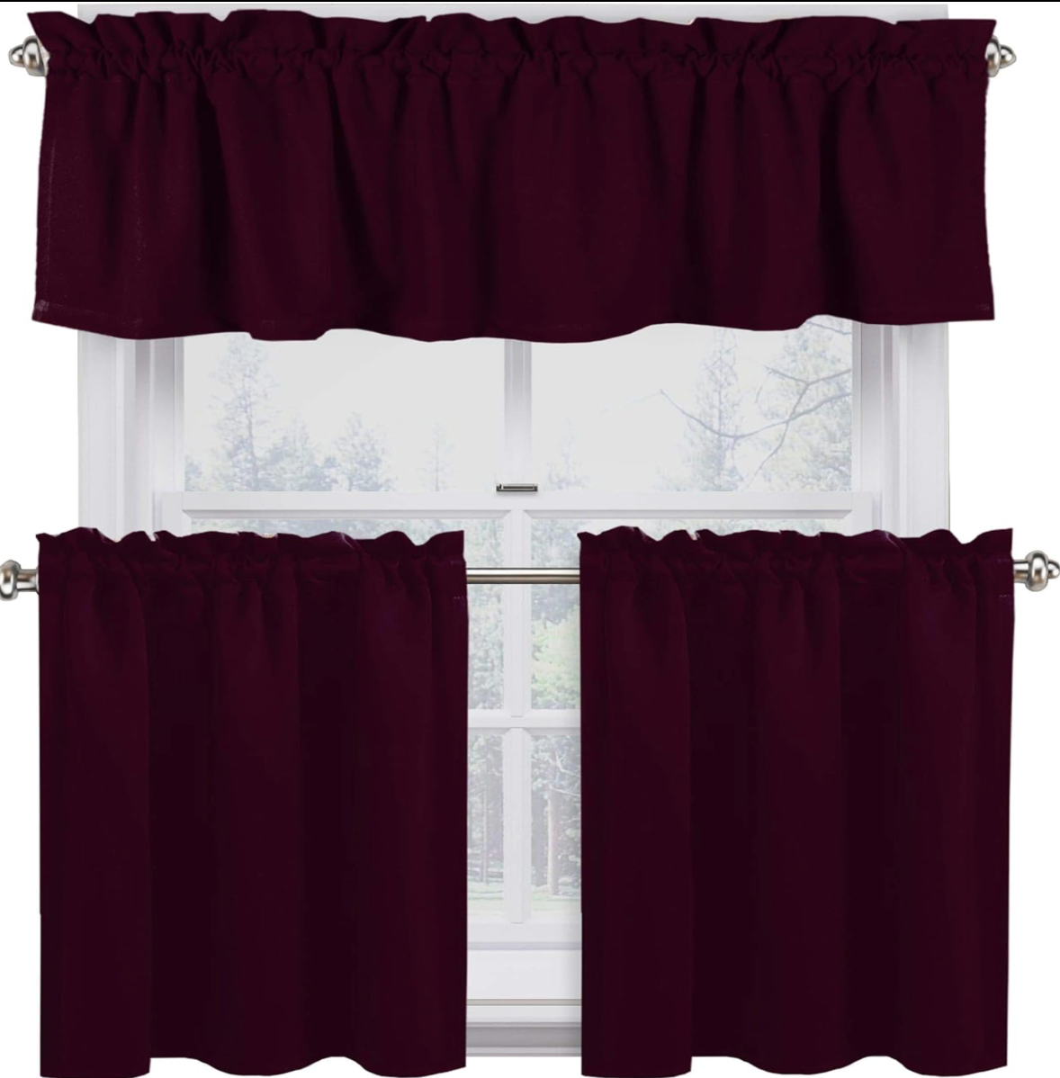 'Native Fab' 3 Pieces Window Curtain Tiers and Valance Set – Half Window Curtains Short Curtains 2 Tiers & 1 Valance Curtain