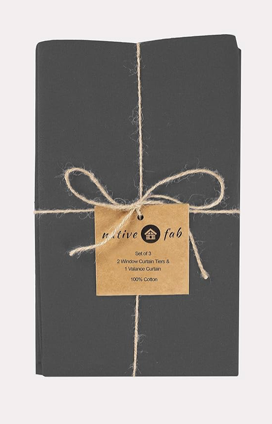 'Native Fab' 3 Pieces Window Curtain Tiers and Valance Set – Half Window Curtains Short Curtains 2 Tiers & 1 Valance Curtain