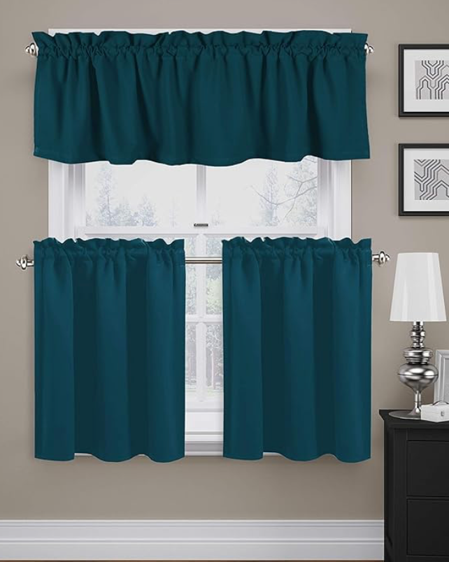 'Native Fab' 3 Pieces Window Curtain Tiers and Valance Set –  Half Window Curtains Short Curtains 2 Tiers & 1 Valance Curtain