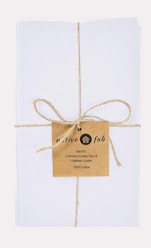 'Native Fab' 3 Pieces Window Curtain Tiers and Valance Set – Half Window Curtains Short Curtains 2 Tiers & 1 Valance Curtain