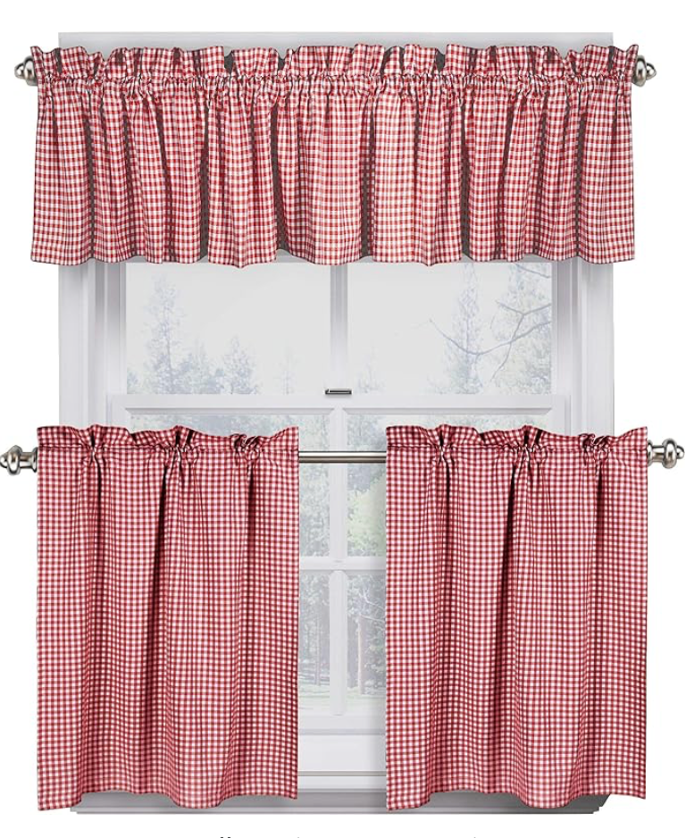 'Native Fab' 3 Pieces Window Curtain Tiers and Valance Set – Half Window Curtains Short Curtains 2 Tiers & 1 Valance Curtain