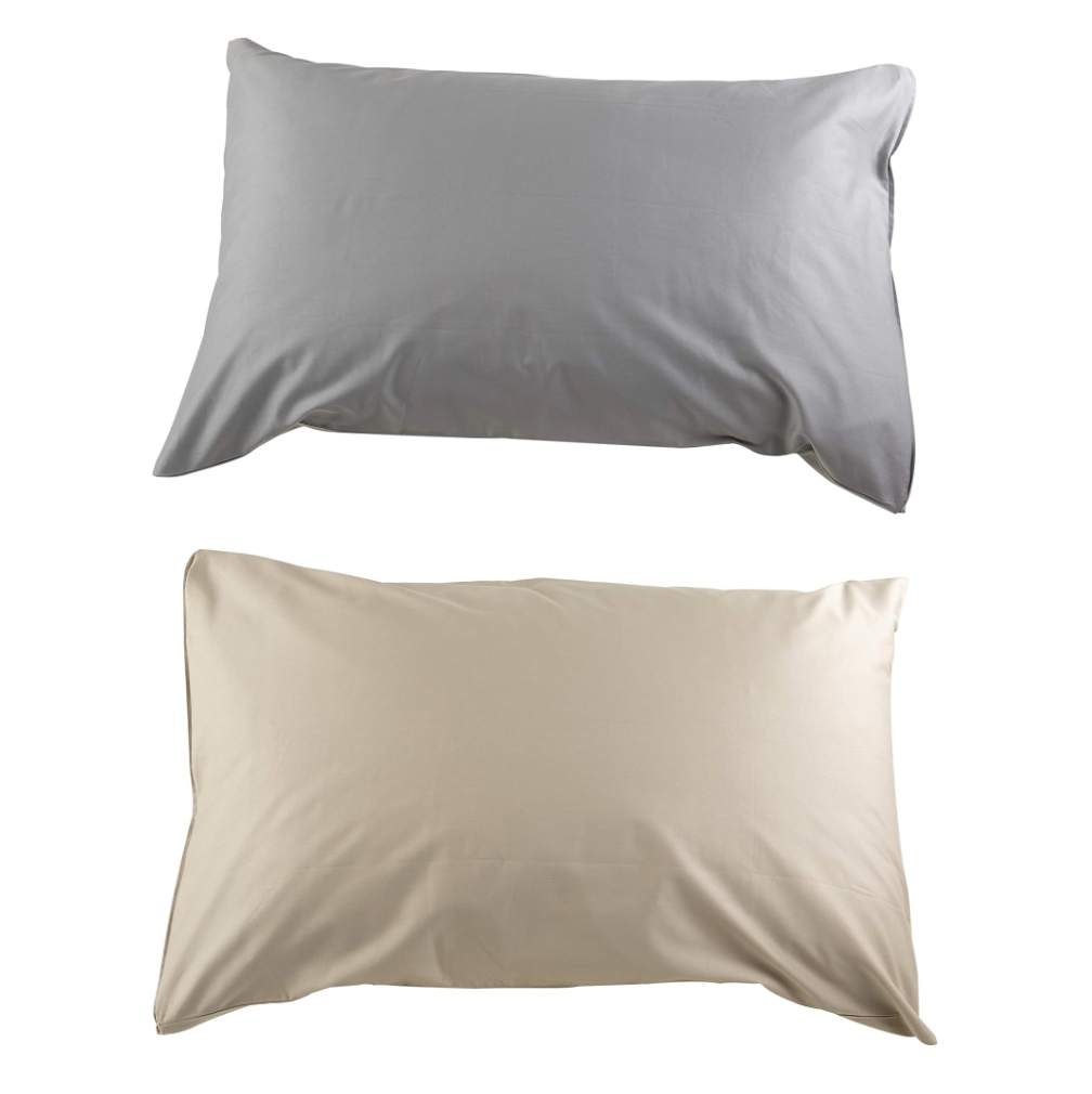 Smart Silk 100% Cotton Sateen Finish Set of 2 Pillow Cases - Standard Size 51cm x 77cm