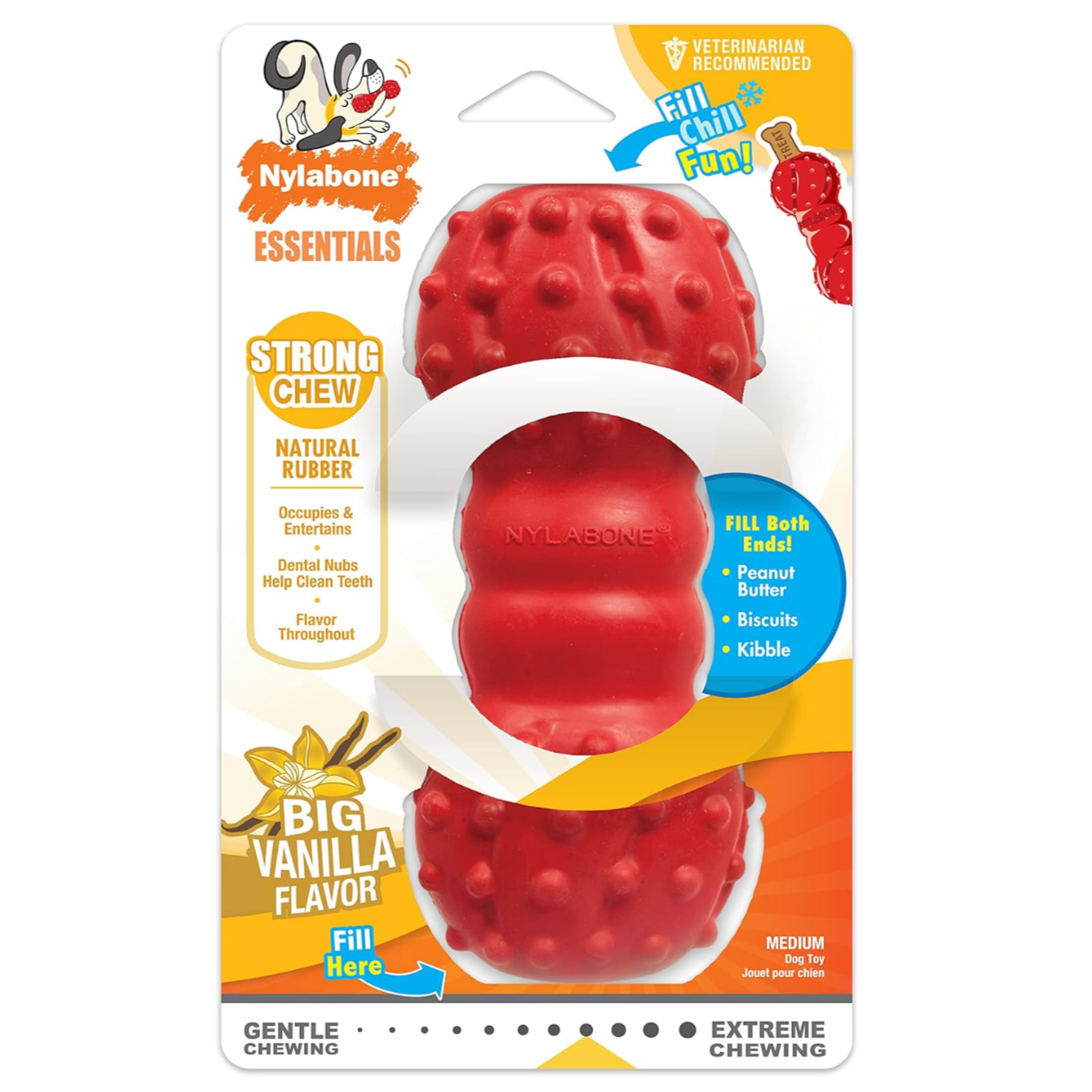 Nylabone Cone Bone Strong Natural Rubber Dental Dog Chew Toy Vanilla Flavour - Medium, for Dogs up to 16kg