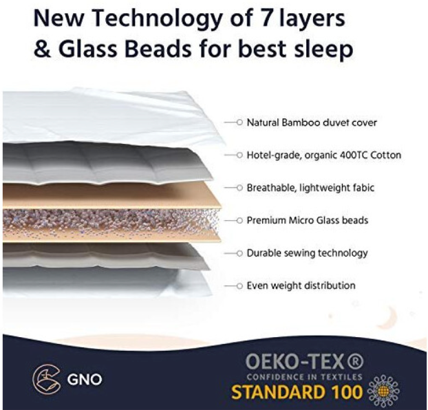 GnO Weighted Blanket with cover 5.5KG (12lbs) Large (152cm x 203cm)