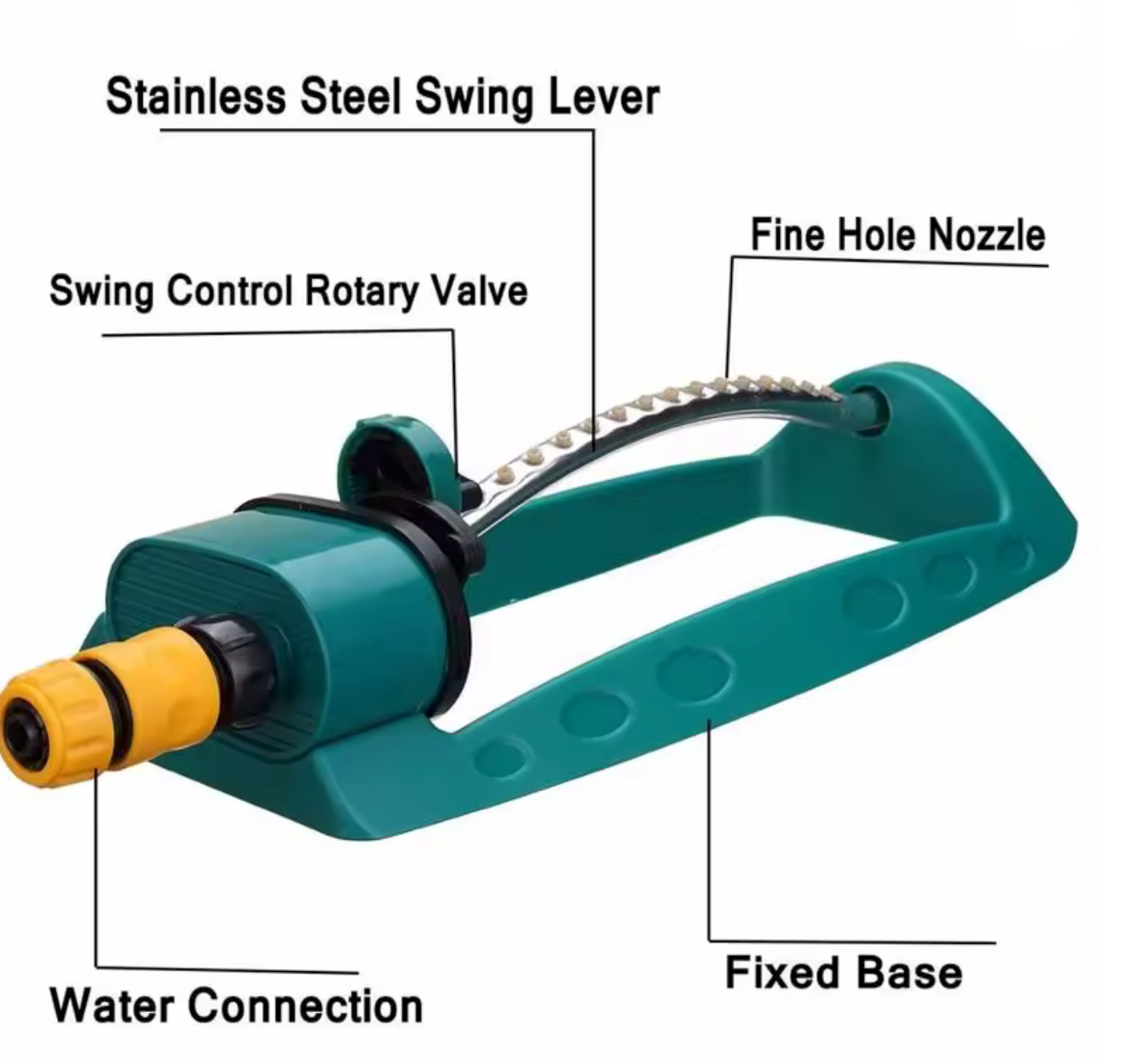 Green Jem Garden Oscillating Lawn Sprinkler with Adjustable Water Sprayer
