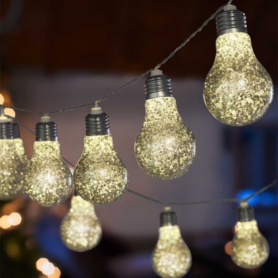 Three Kings Silver Glitterbulb String Lights - Set of 10