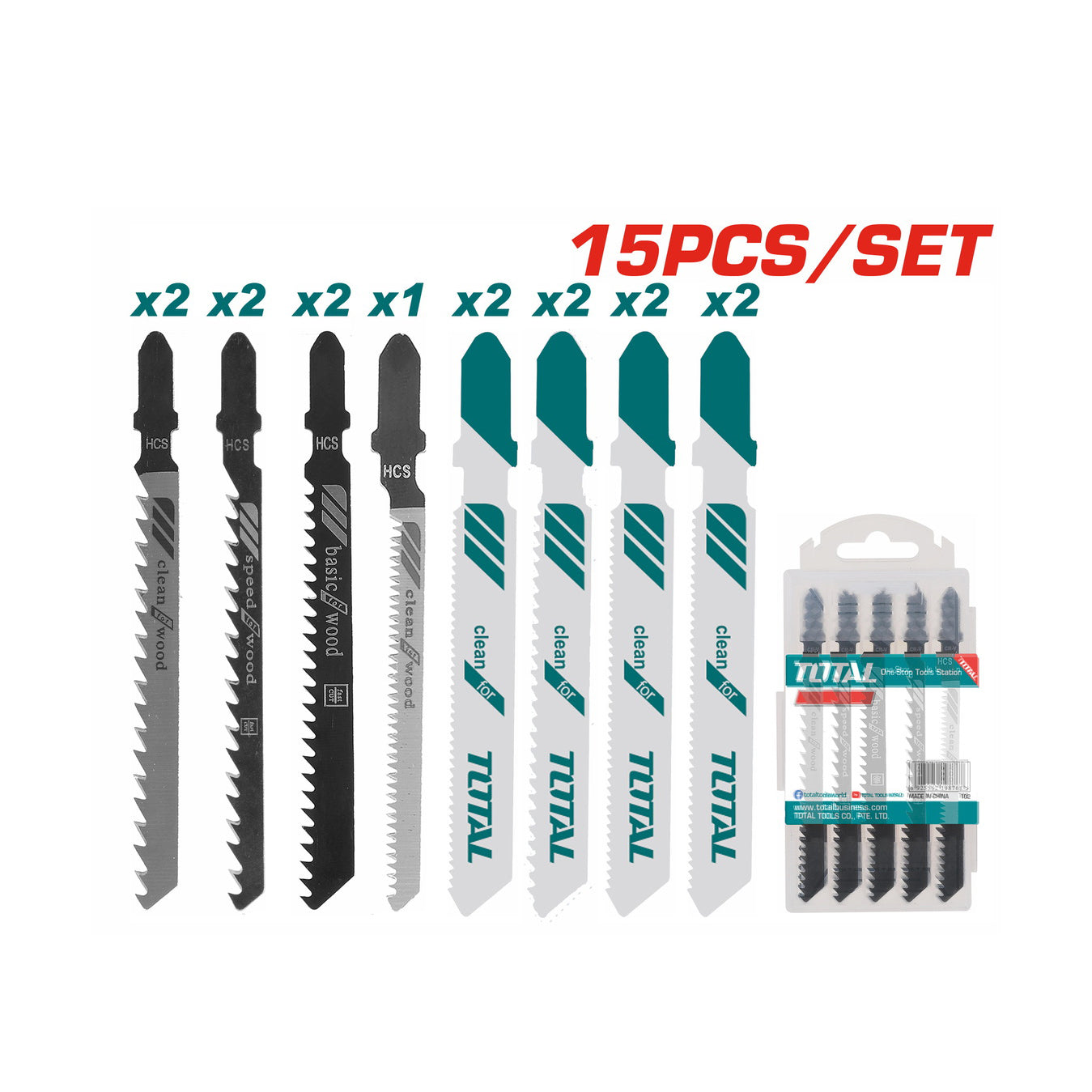 Total Jig-Saw Blade Set - 15pcs - TAC1501