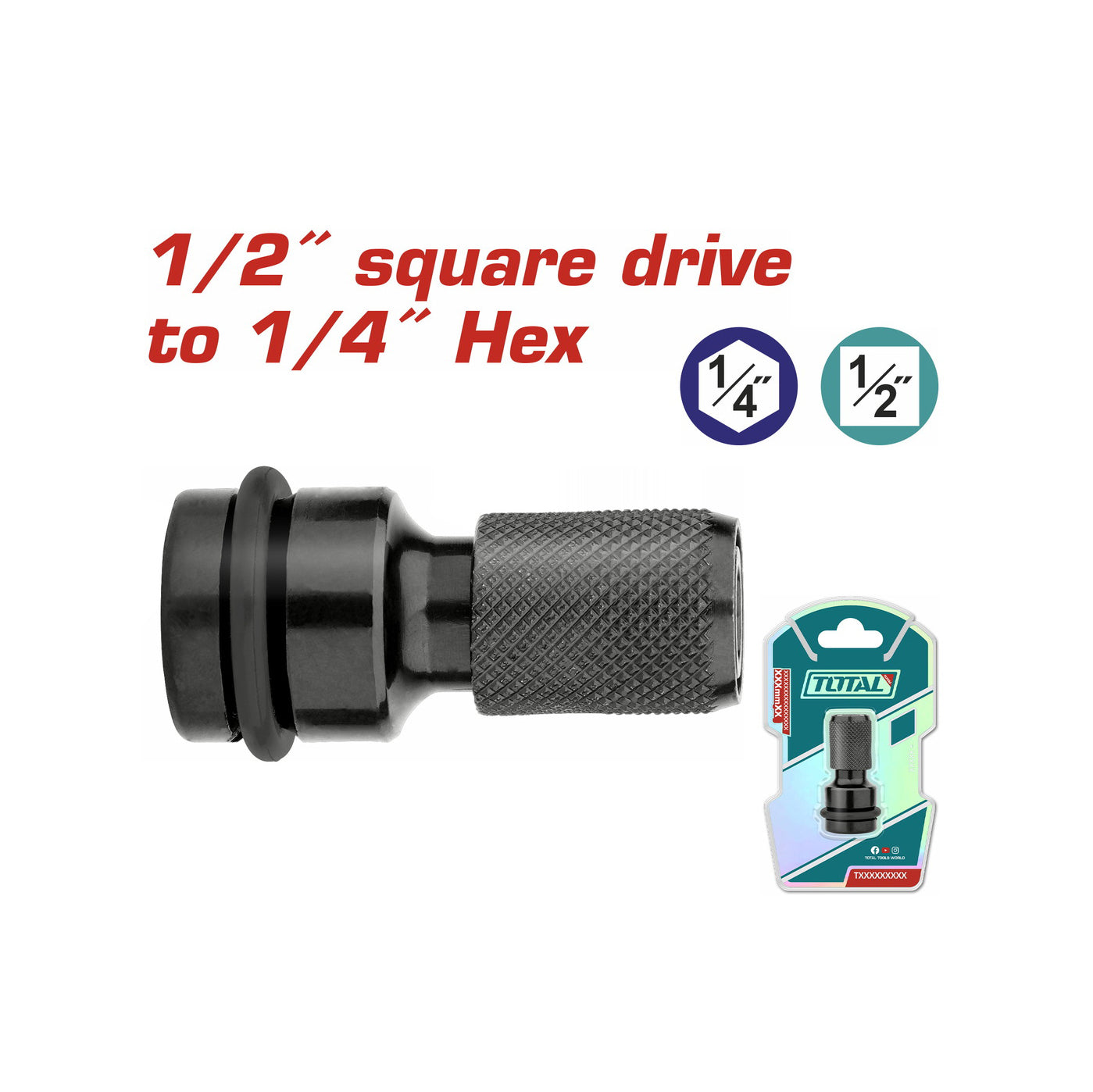 Total Square to Hex Adaptor - 50mm - TAC60501