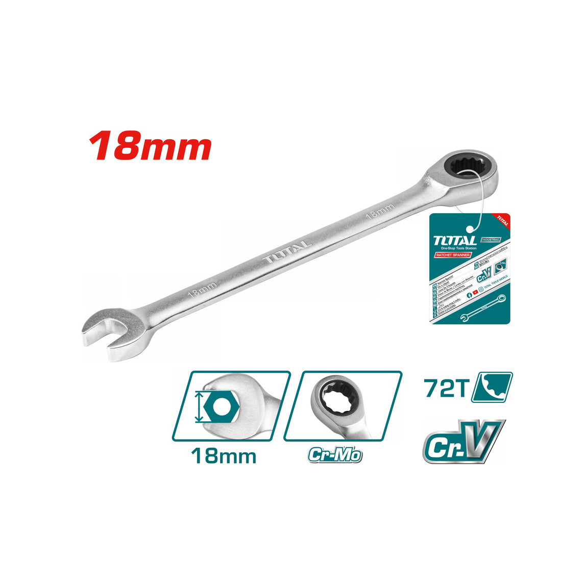 Total Ratchet Spanner - 18mm - TCSPAR181