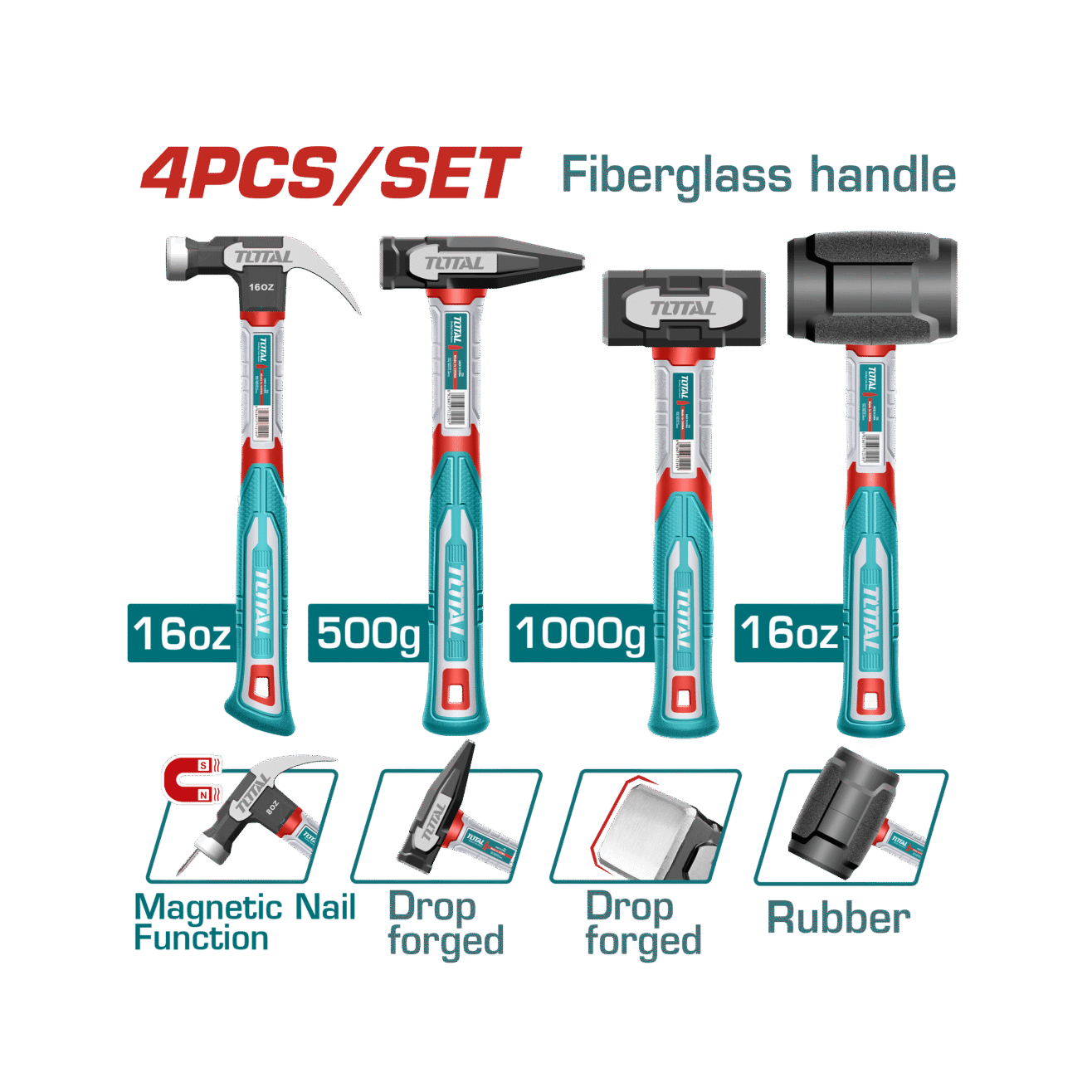 Total Hammer Set - 4pcs - THCH6004