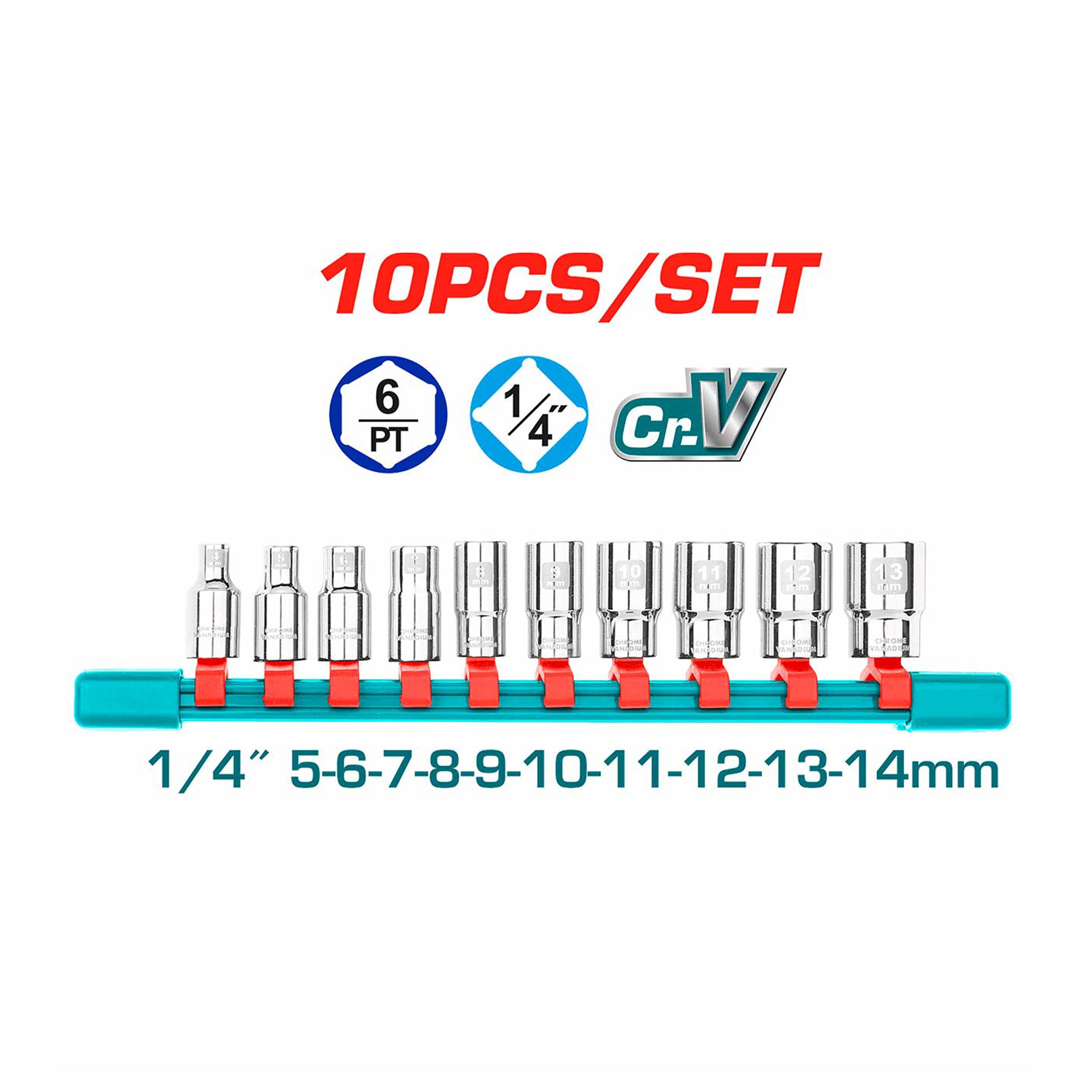 Total 1/4" Socket Set - 10pcs - THT1411023