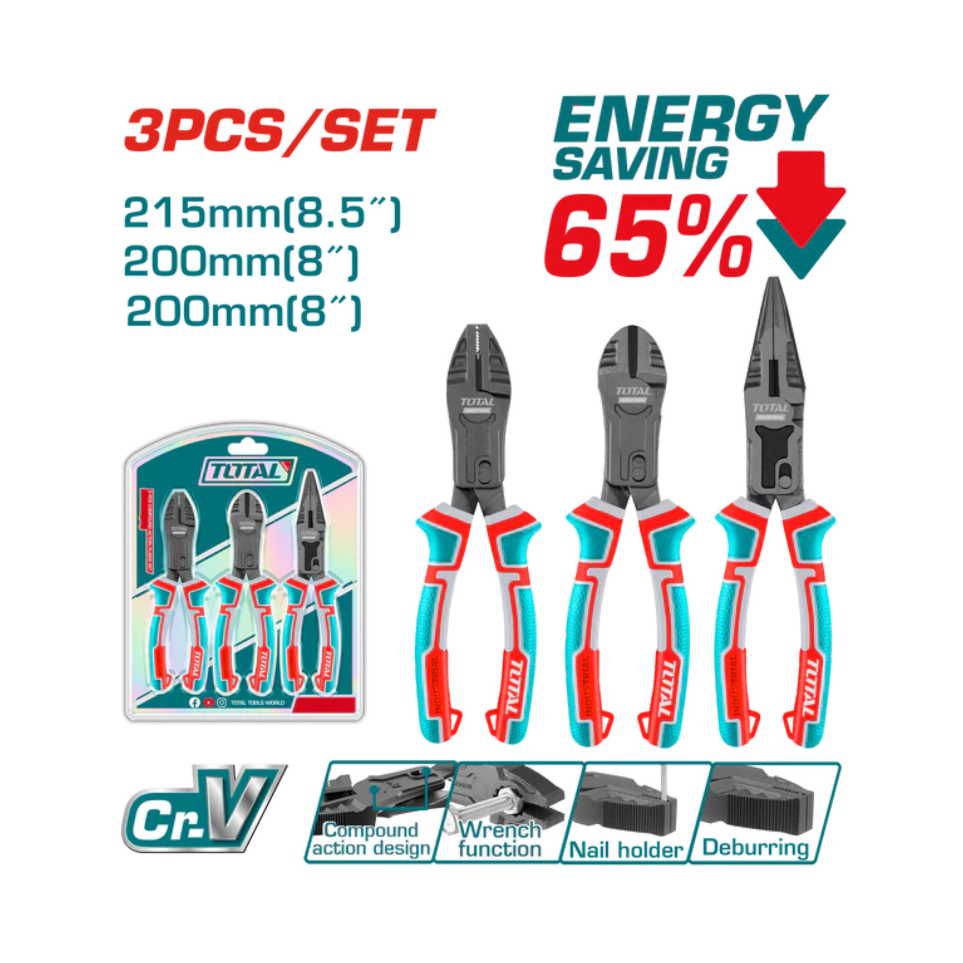 Total Compound Action Pliers Set - 3pcs - THT2CK231S