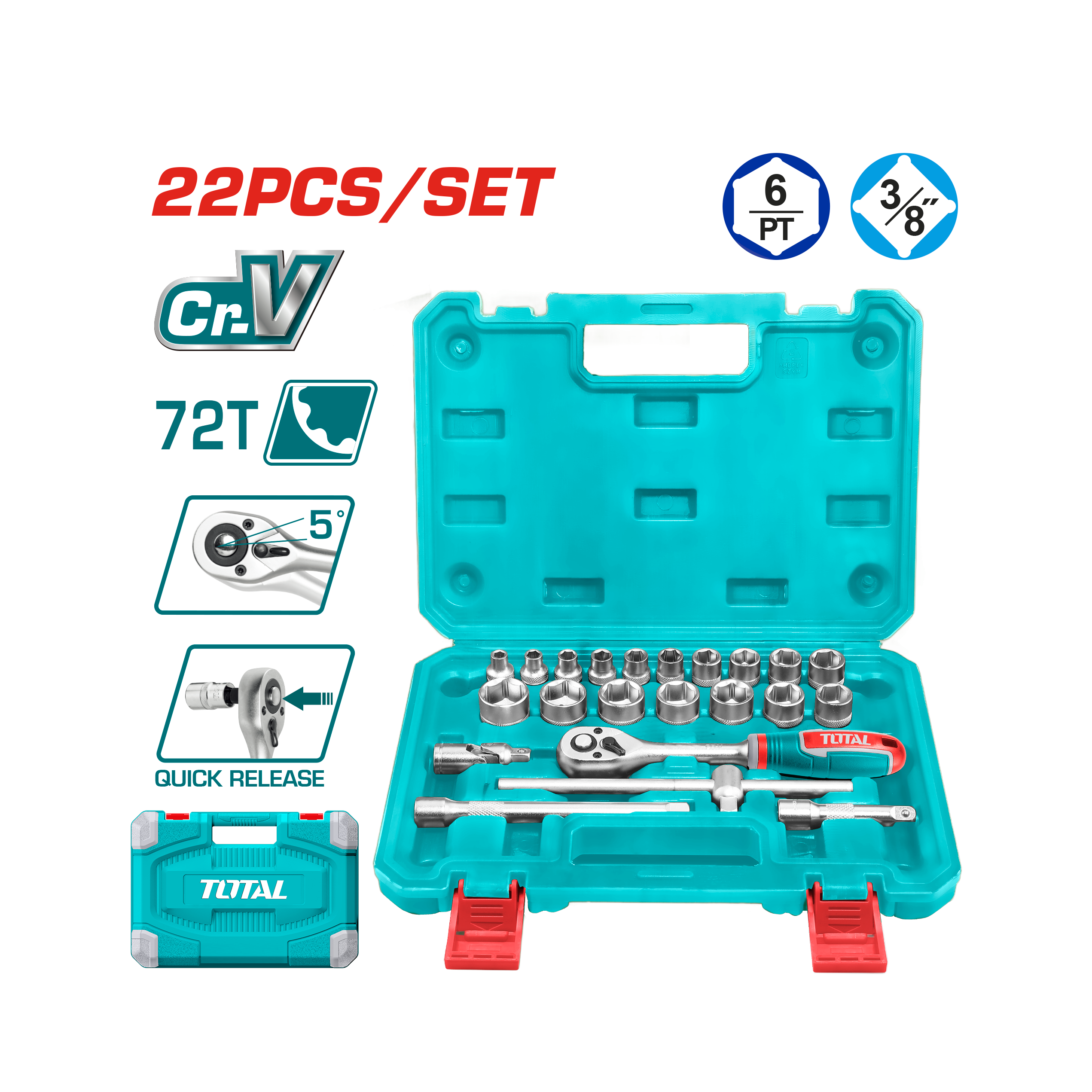 Total 3/8" Socket Set - 22pcs