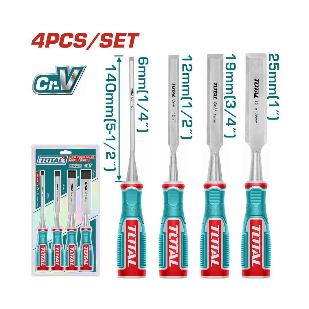Total 4 Pcs Wood Chisel Set - THT41K0401