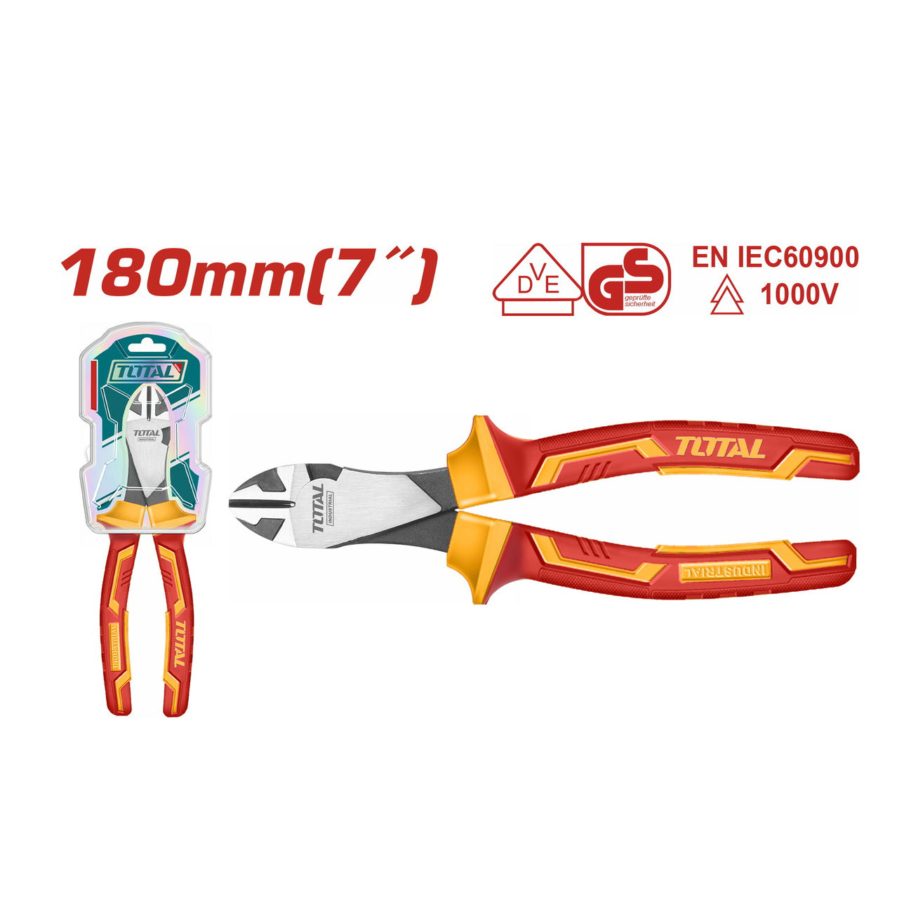 Total Insulated Heavy Duty Diagonal Cutting Pliers - 180mm - THTIP2571