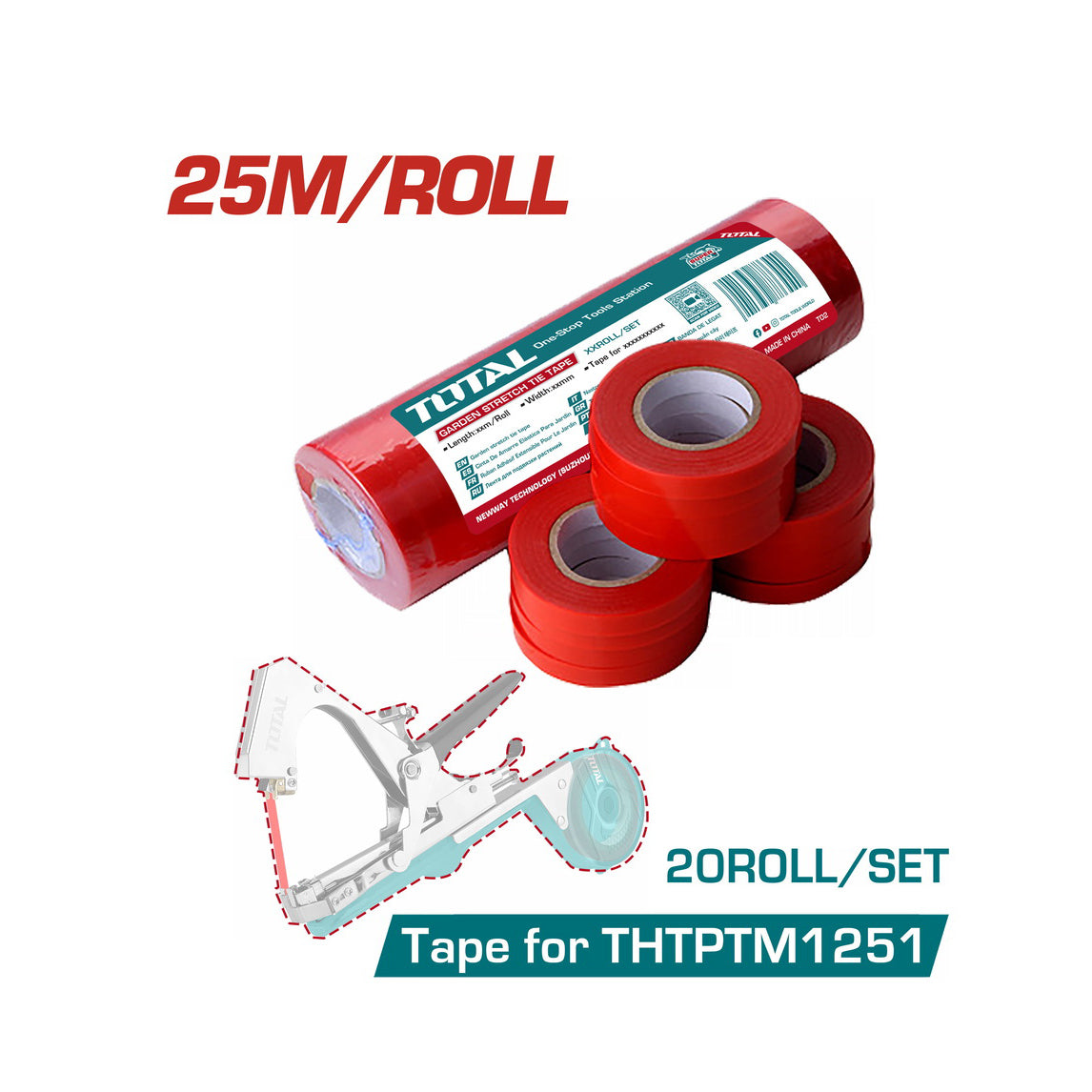 Total Garden Stretch Tie Tape 25m - 20pcs - THTPTM1251T