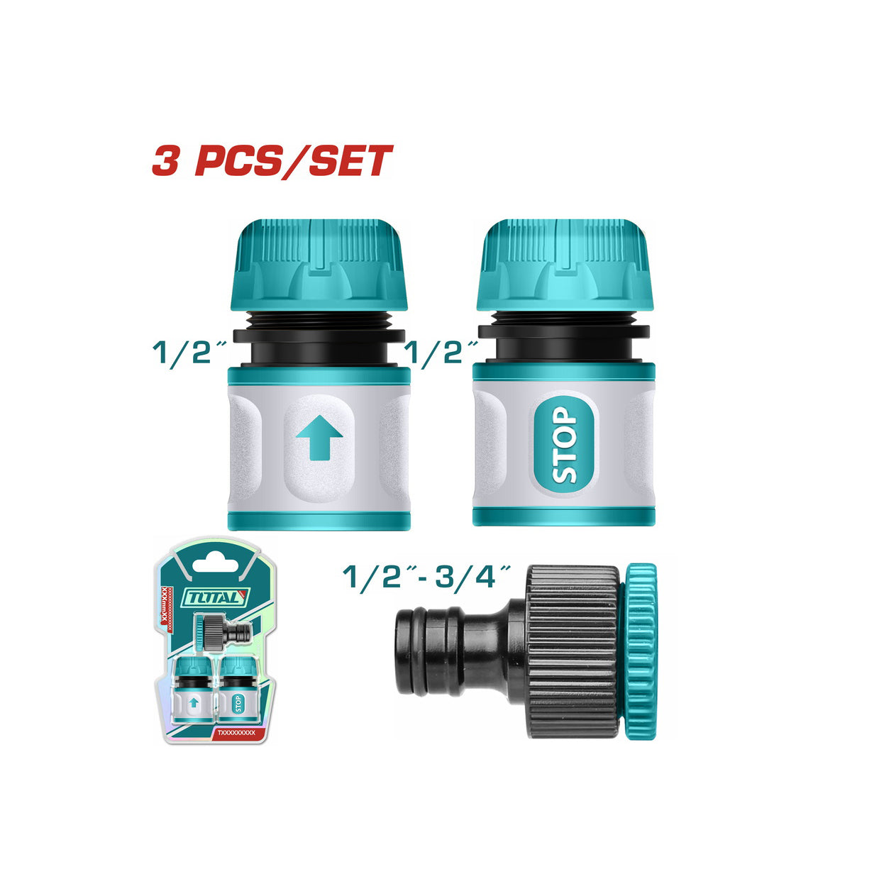 Total Hose Quick Connectors Set - 3pcs - THWS030301
