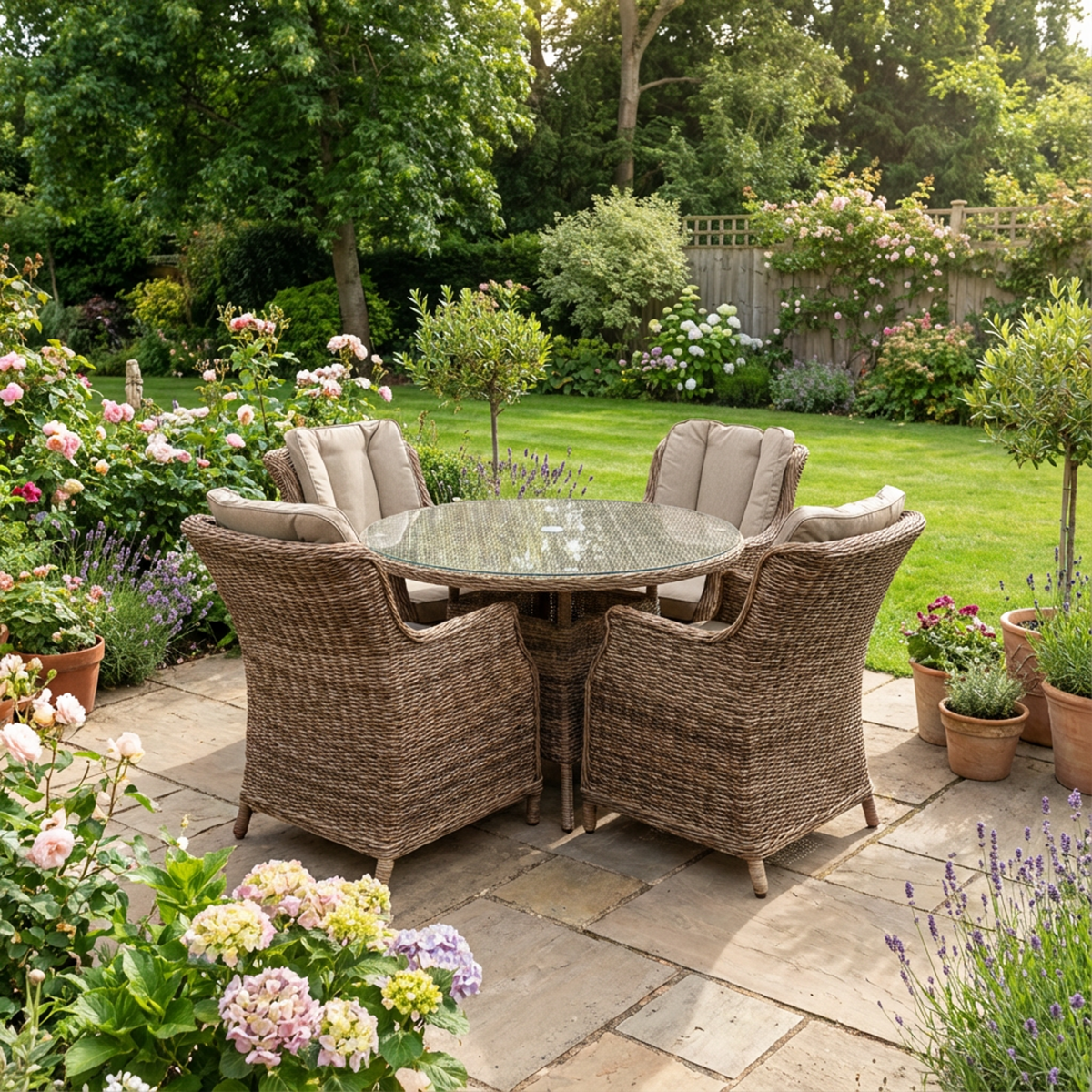 Olivia Cotswold Dining Set with 4 Wingback Chairs