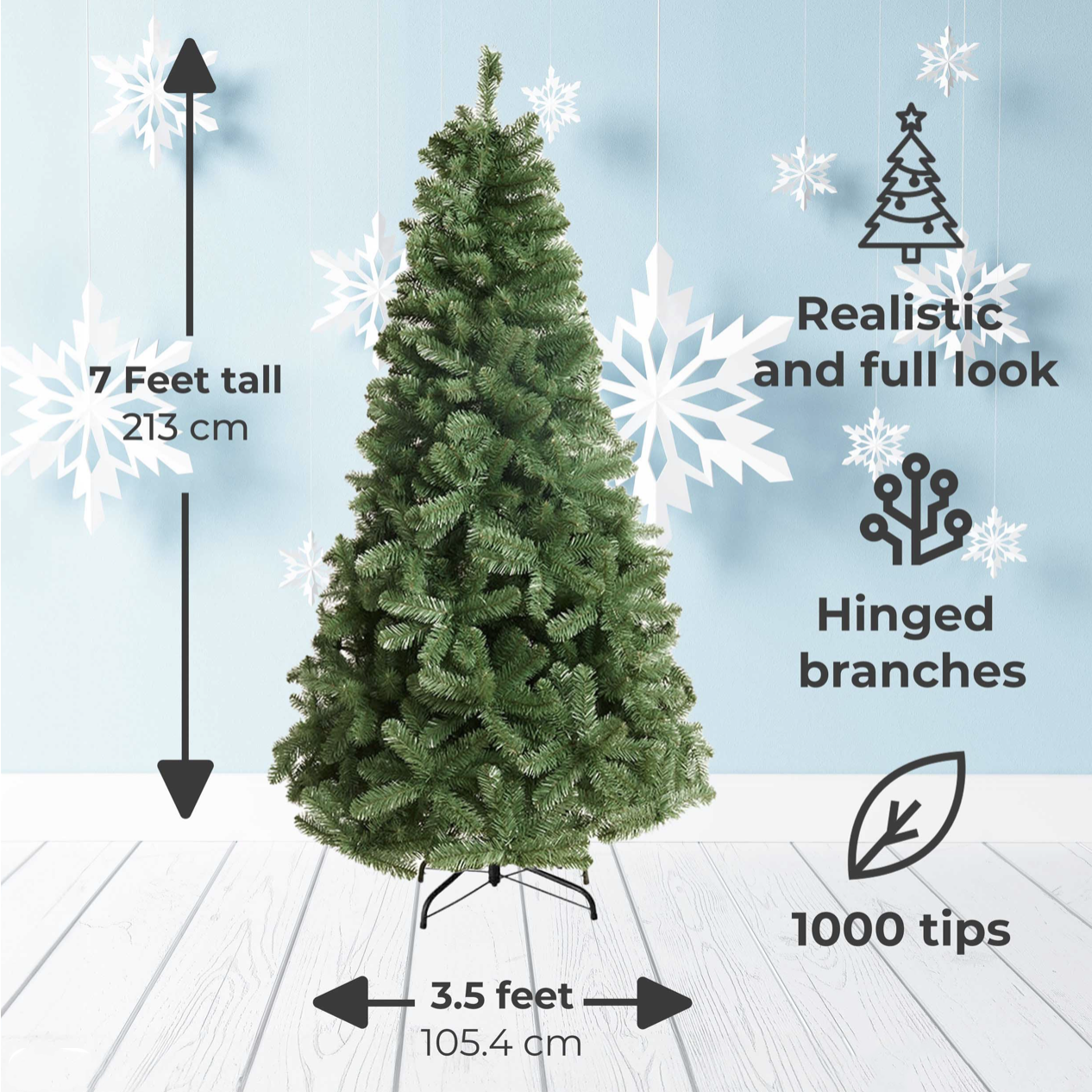 Artificial Green Scandinavian Fir Christmas Tree 7ft