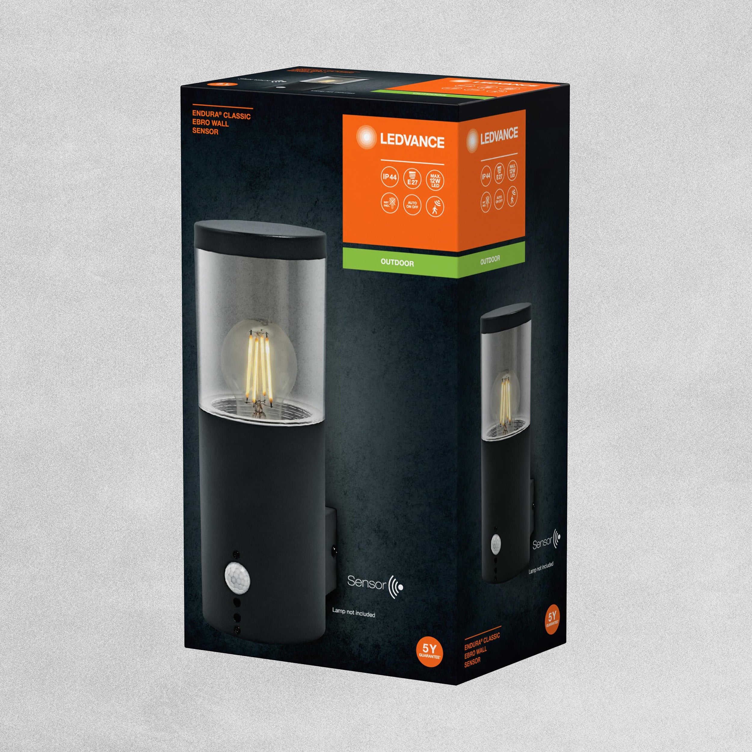 Ledvance Endura Classic Ebro Wall Sensor Light 12w Black